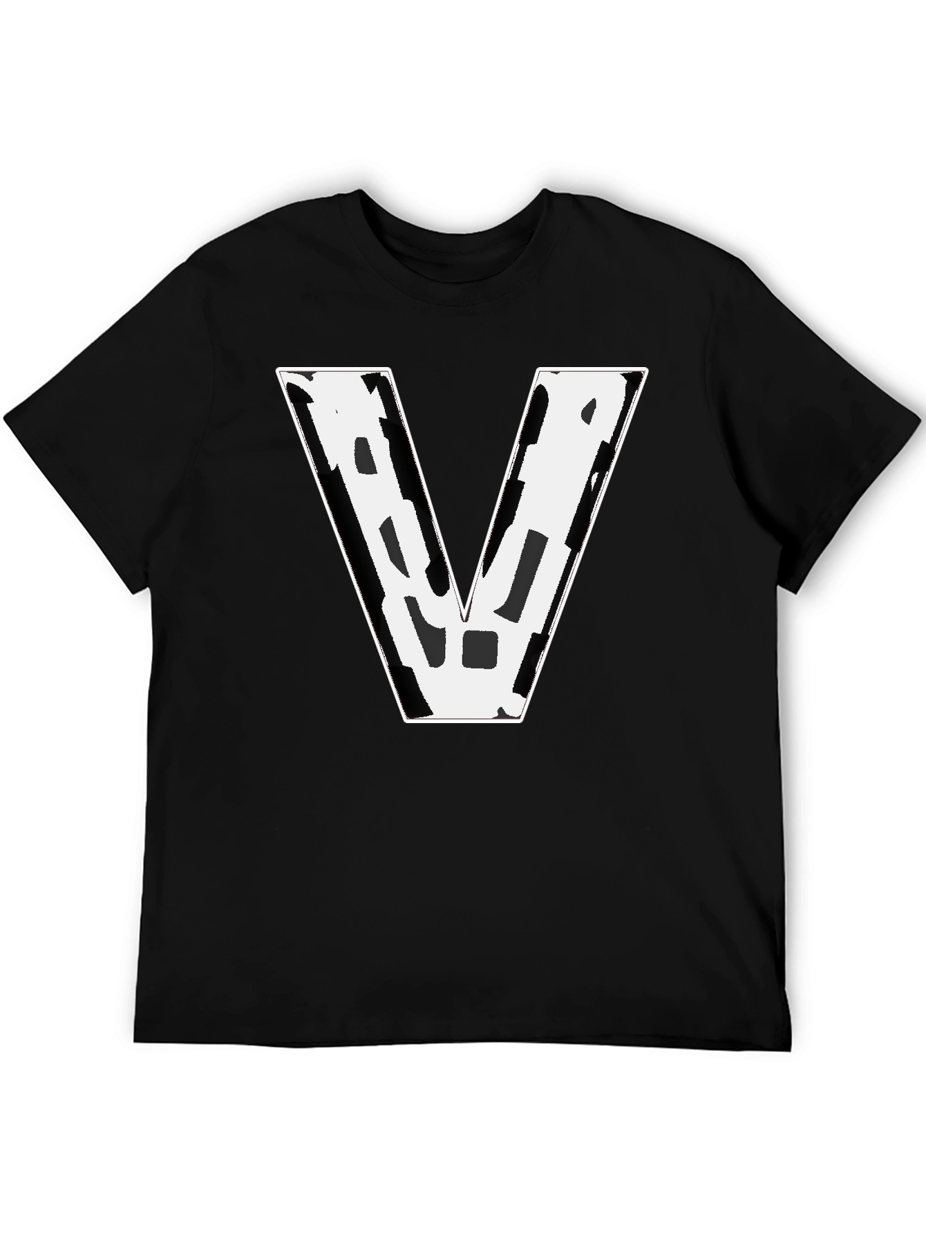 Bold V Graphic Tee - Black Cotton Blend