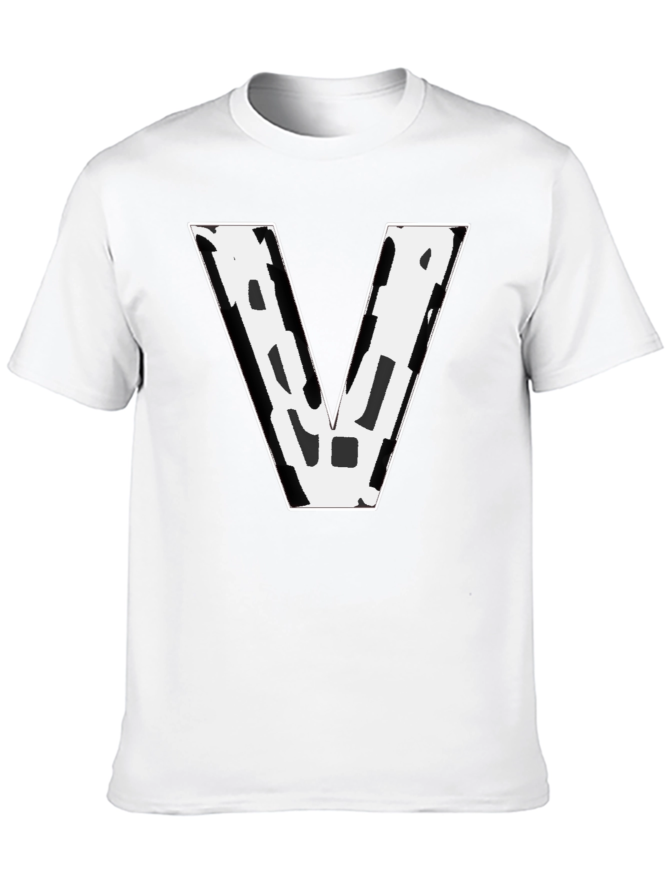 Bold V Graphic Tee - Black Cotton Blend