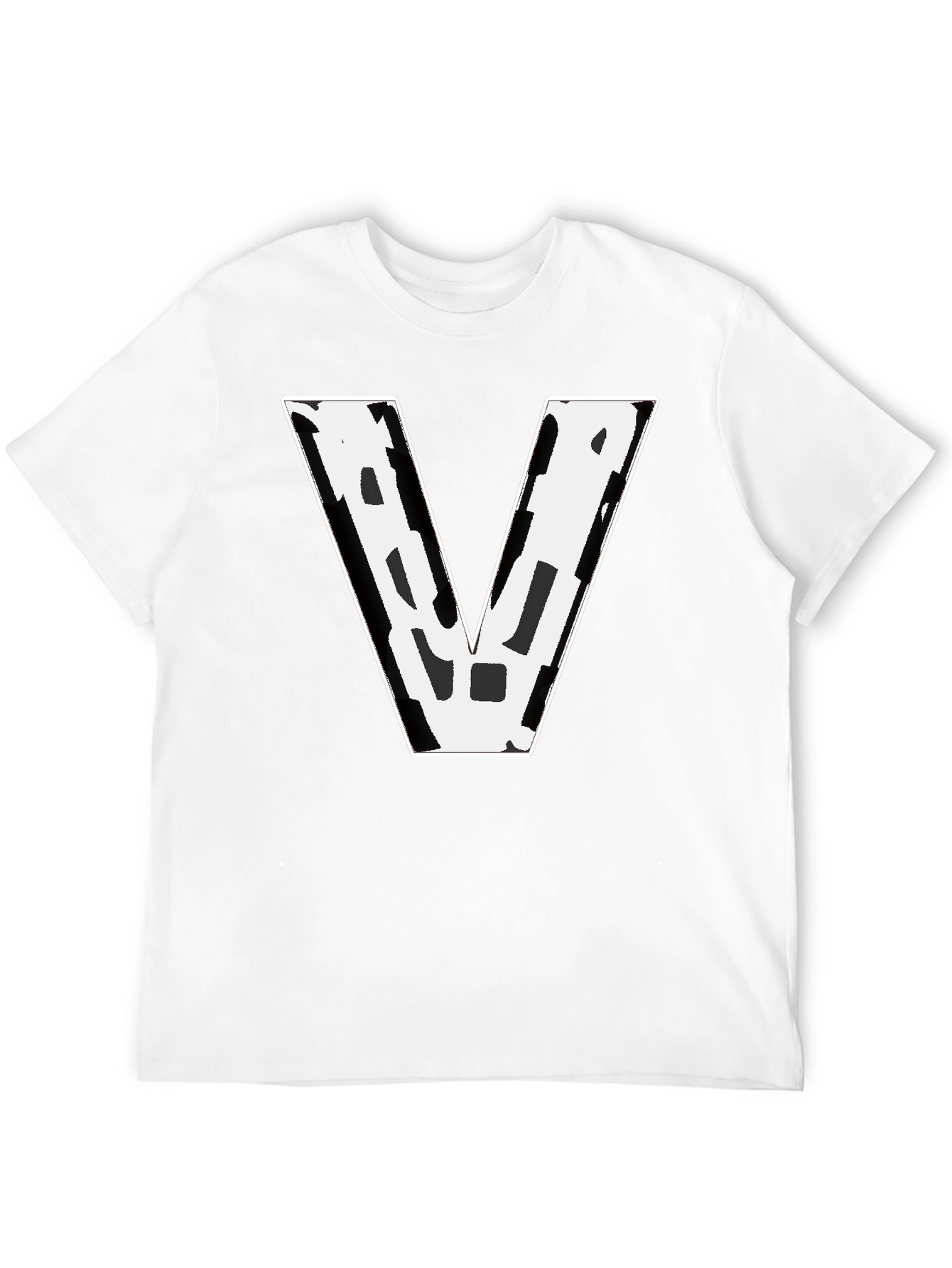 Bold V Graphic Tee - Black Cotton Blend