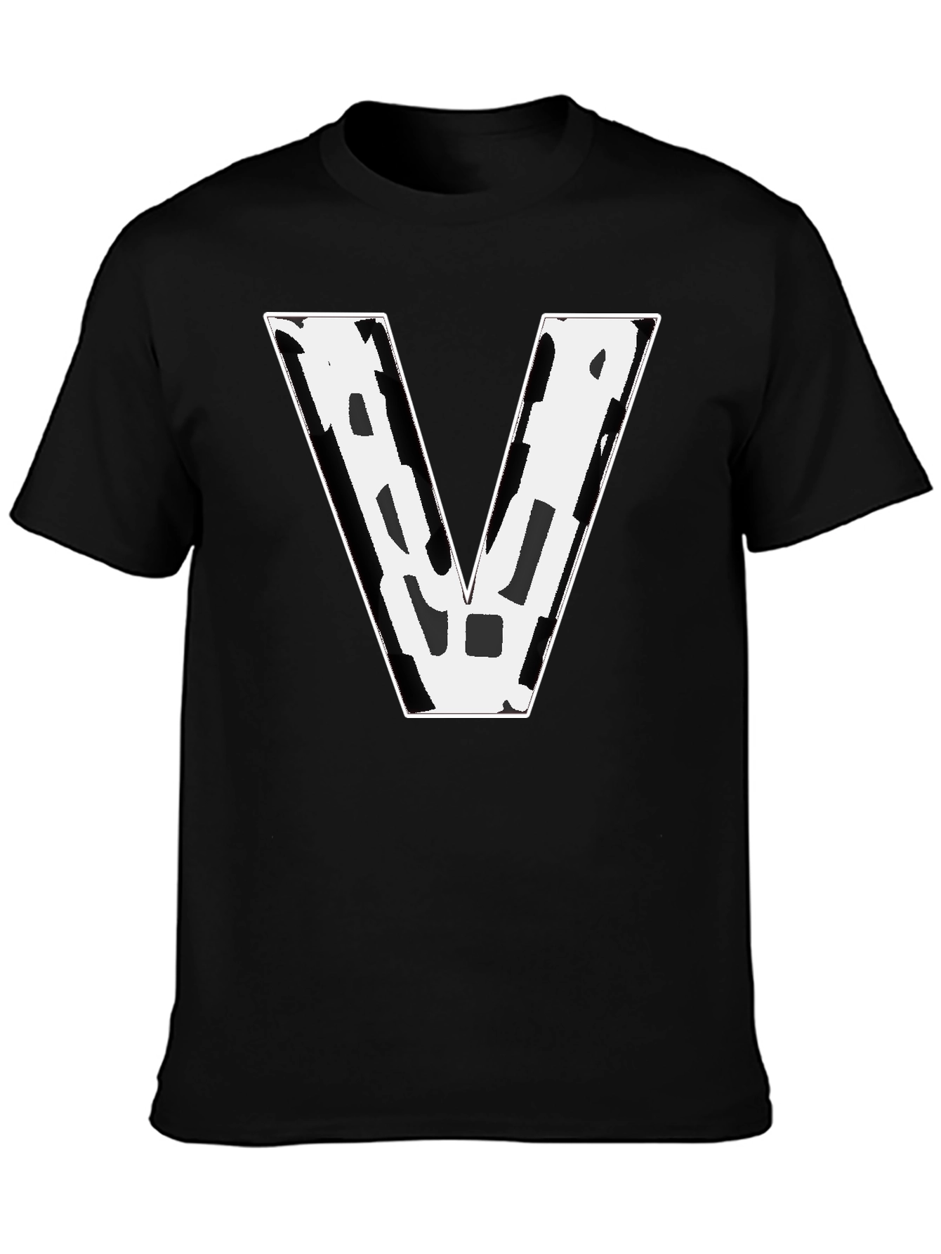 Bold V Graphic Tee - Black Cotton Blend