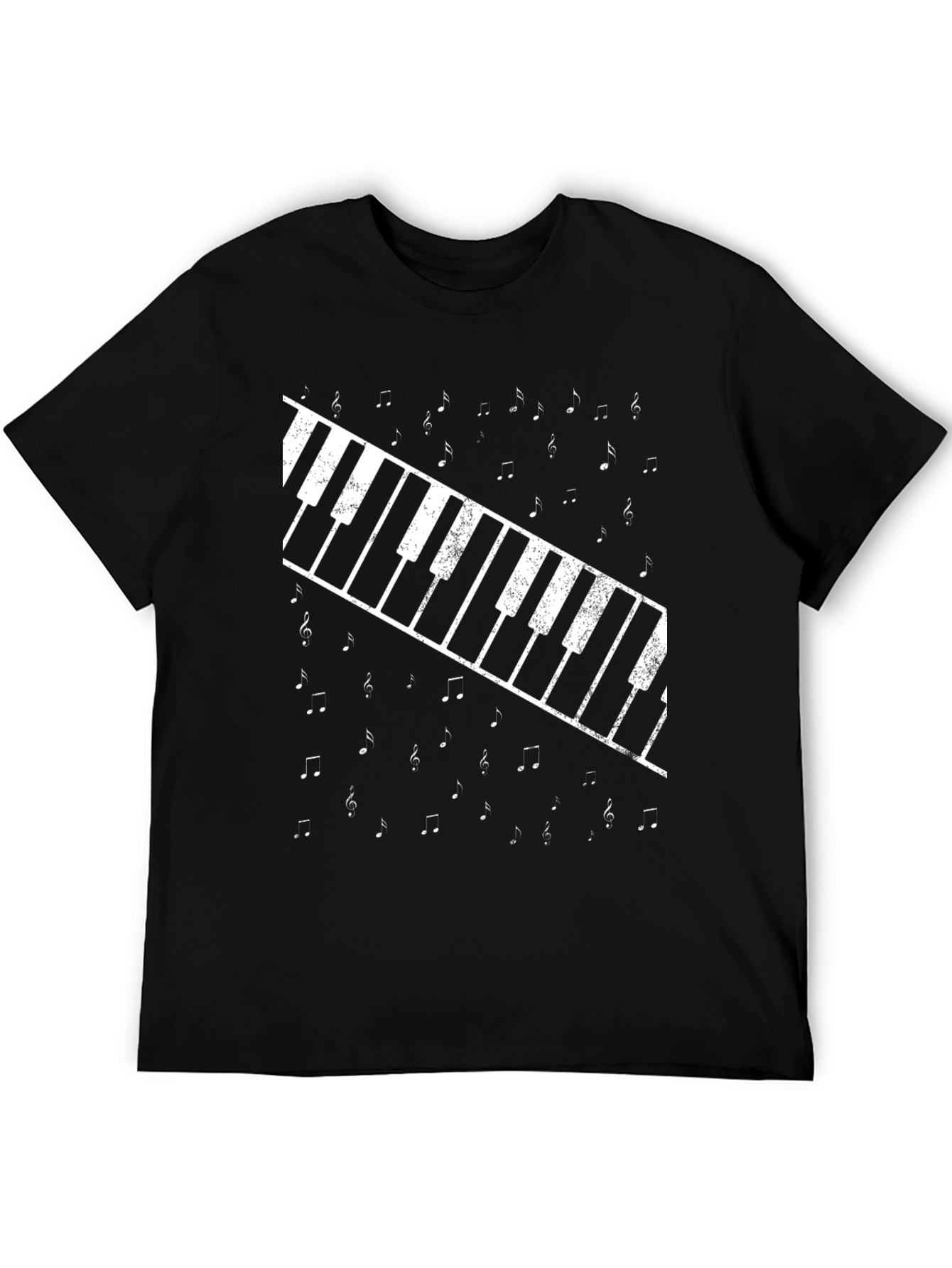 Piano Keys & Music Notes Graphic Tee - Black