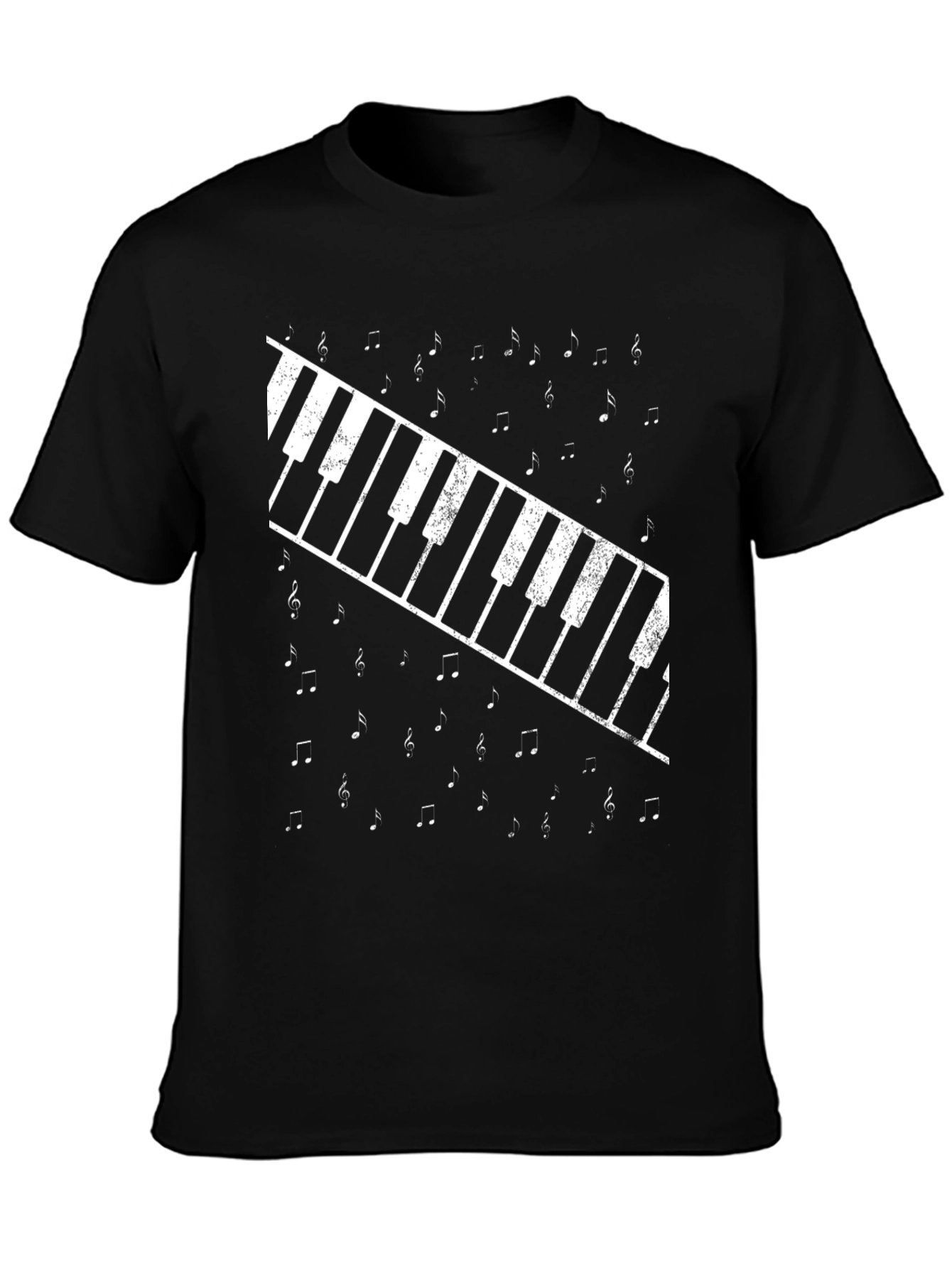 Piano Keys & Music Notes Graphic Tee - Black