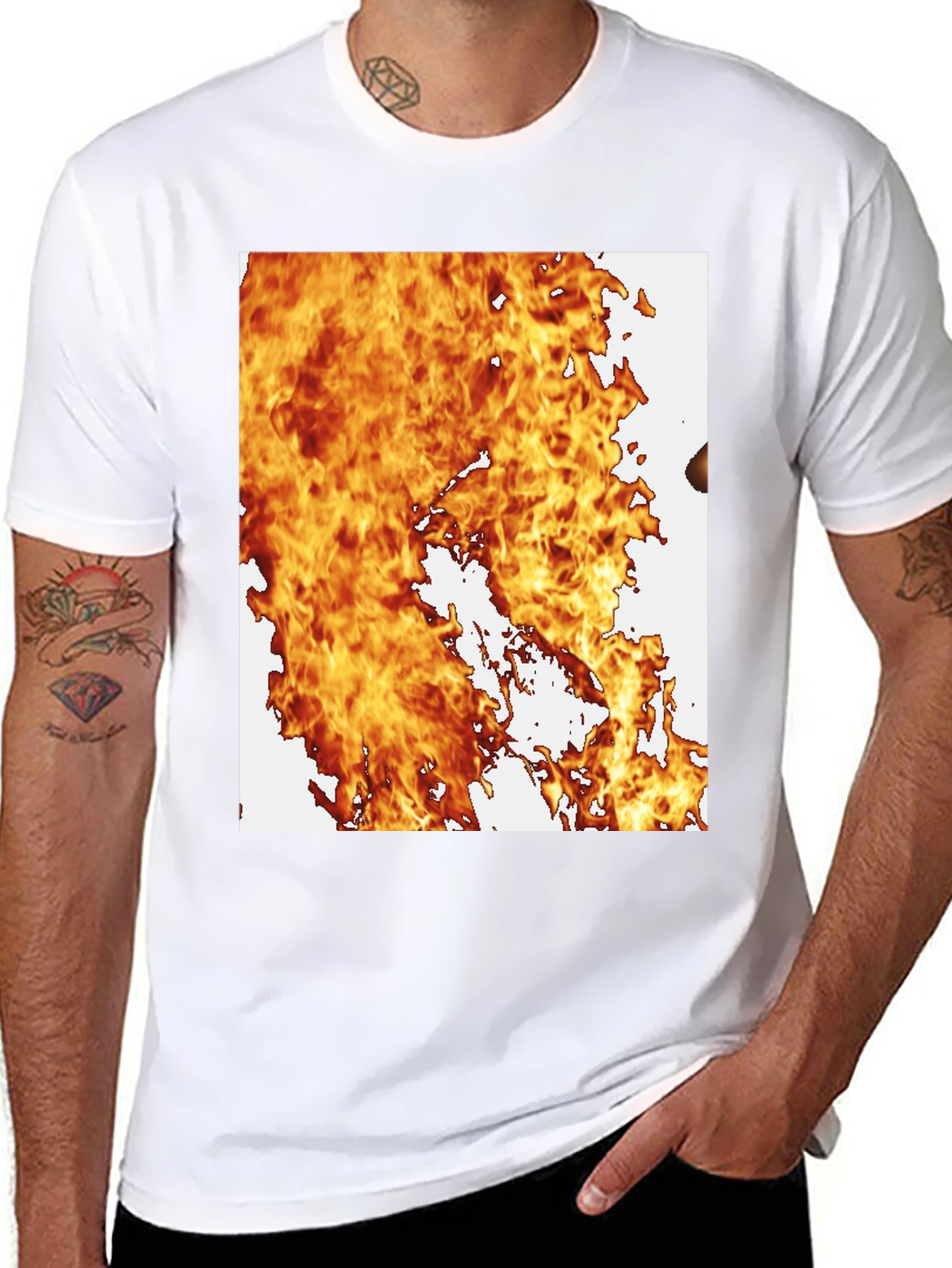 Flaming Hot Graphic Tee - Black Cotton Blend