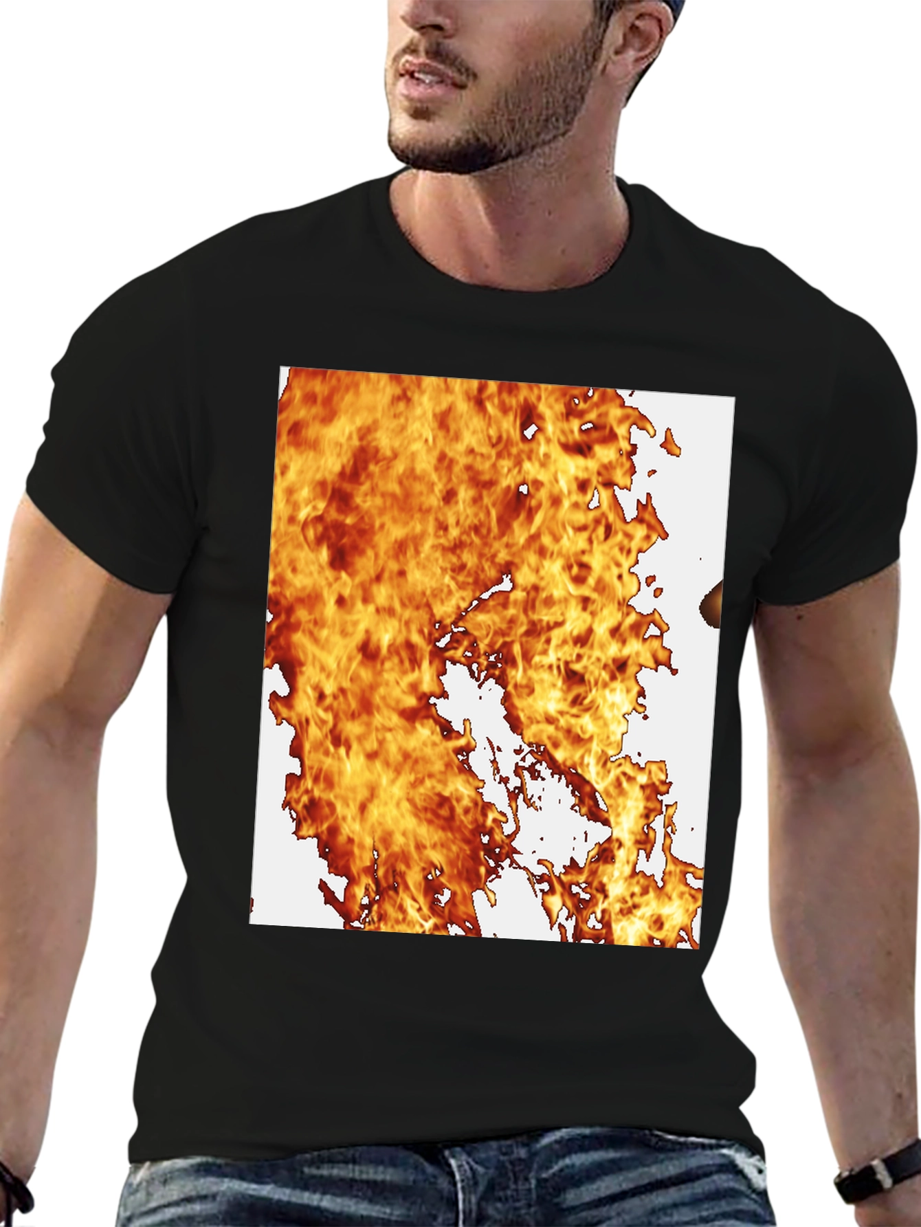Flaming Hot Graphic Tee - Black Cotton Blend