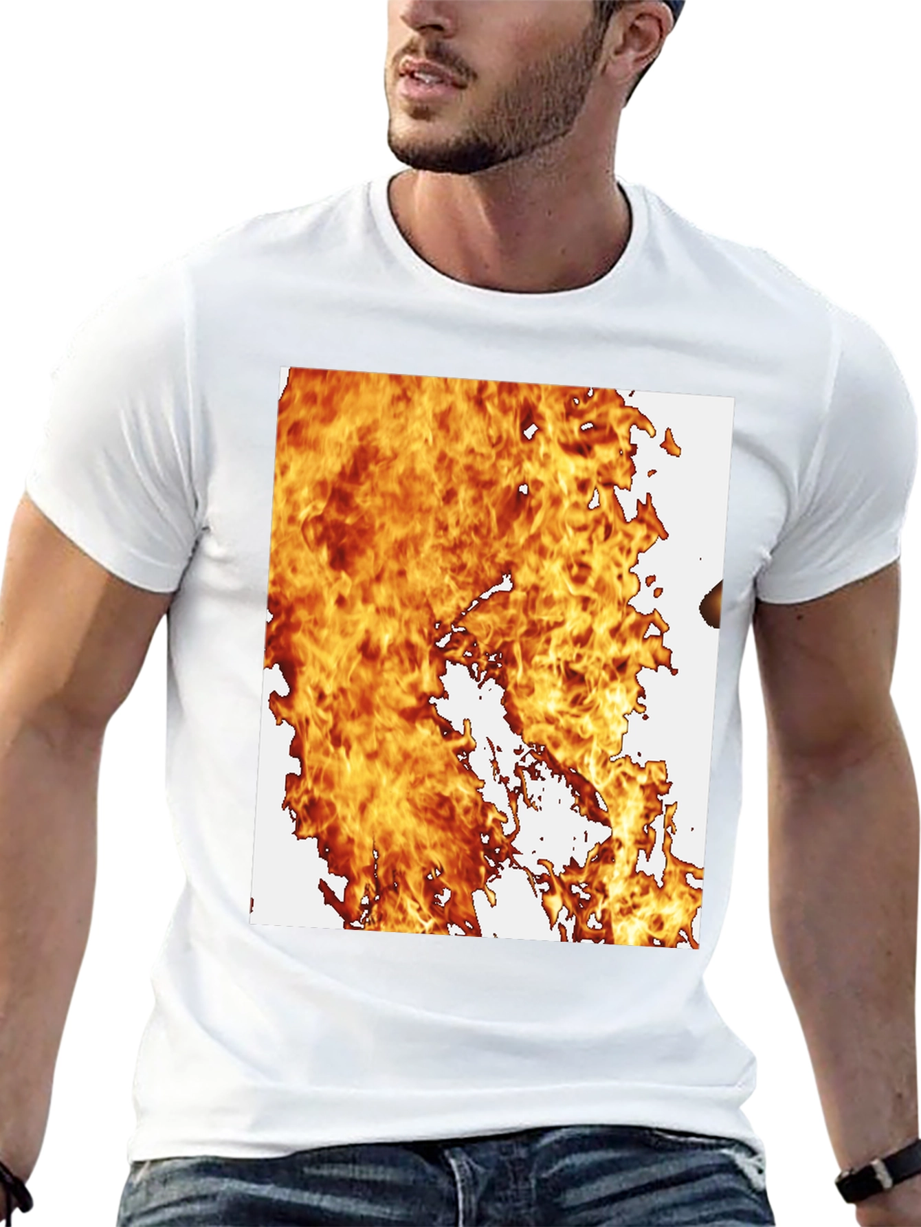 Flaming Hot Graphic Tee - Black Cotton Blend