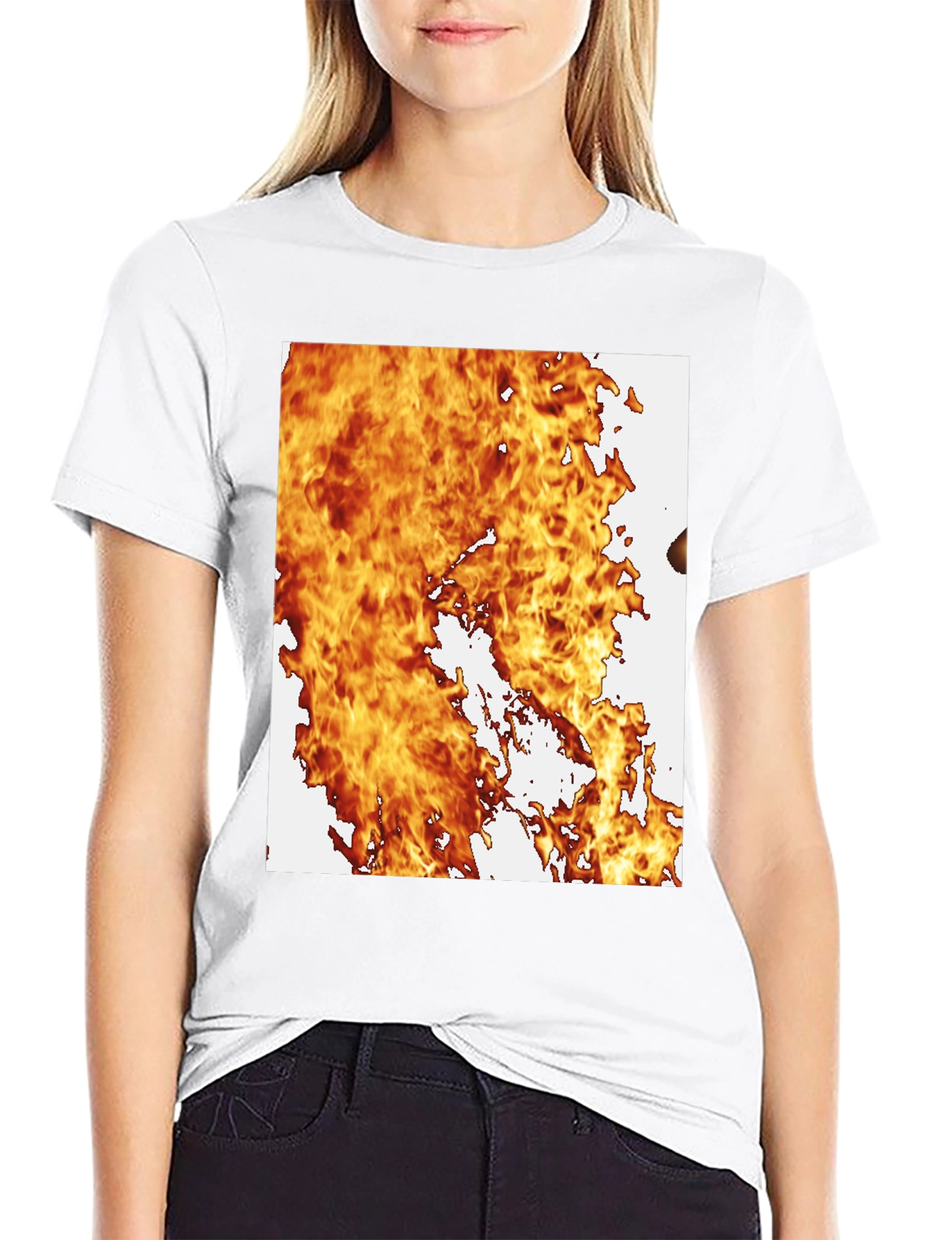 Flaming Hot Graphic Tee - Black Cotton Blend