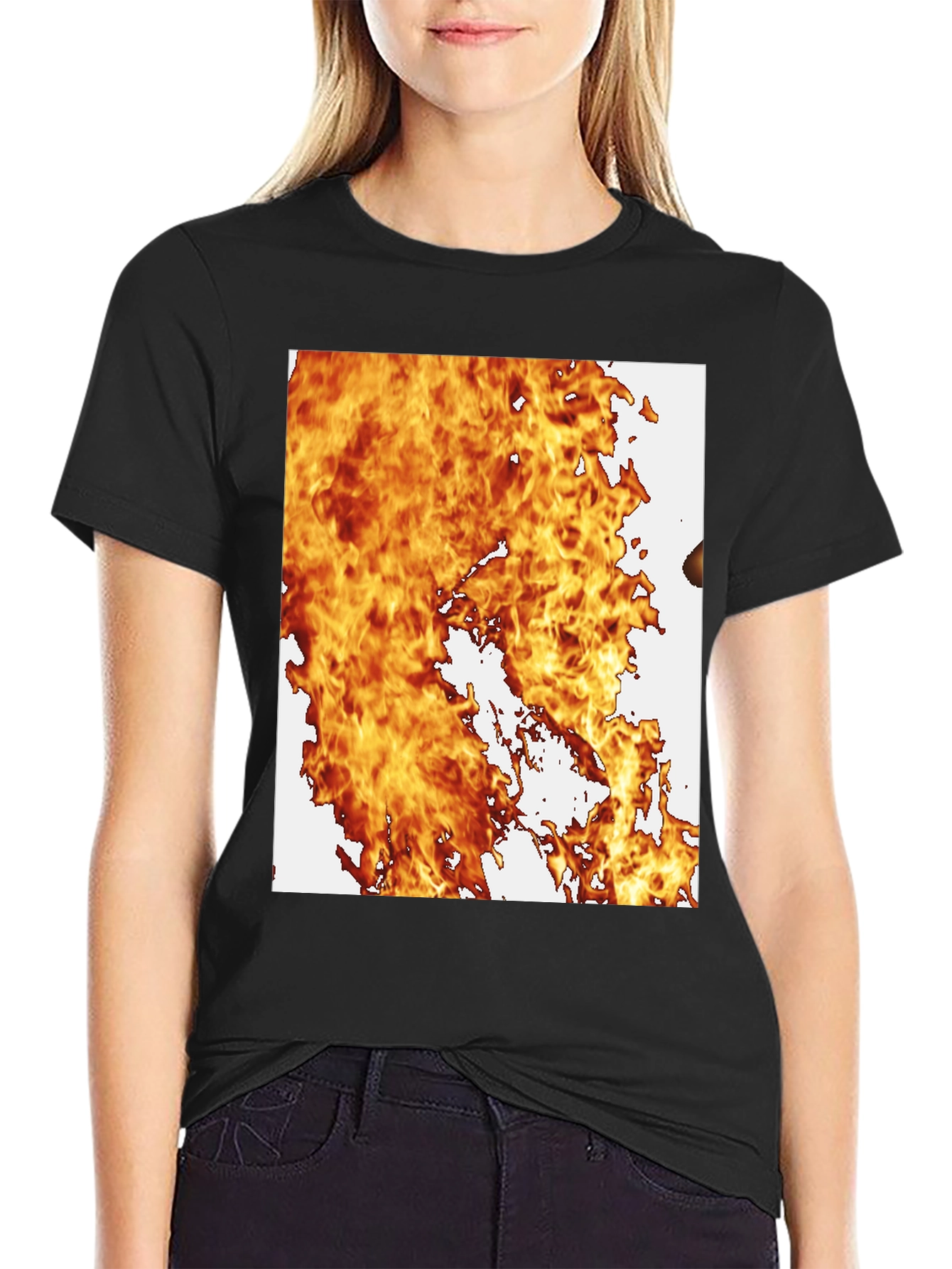 Flaming Hot Graphic Tee - Black Cotton Blend