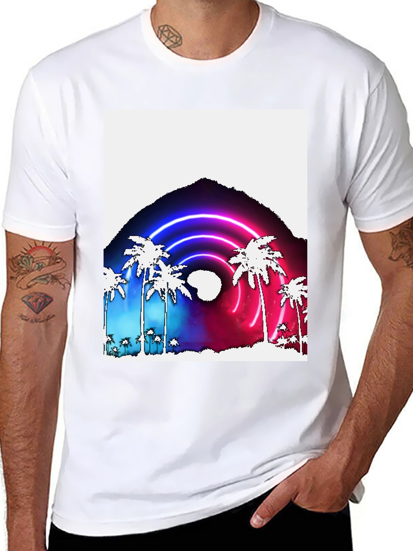 Neon Palm Tree Graphic Tee
