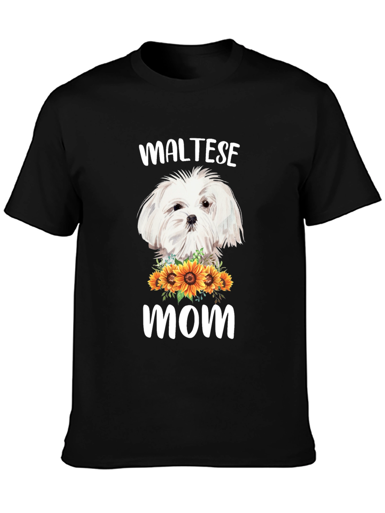 Maltese Mom T-Shirt Sunflower Dog Lover Tee