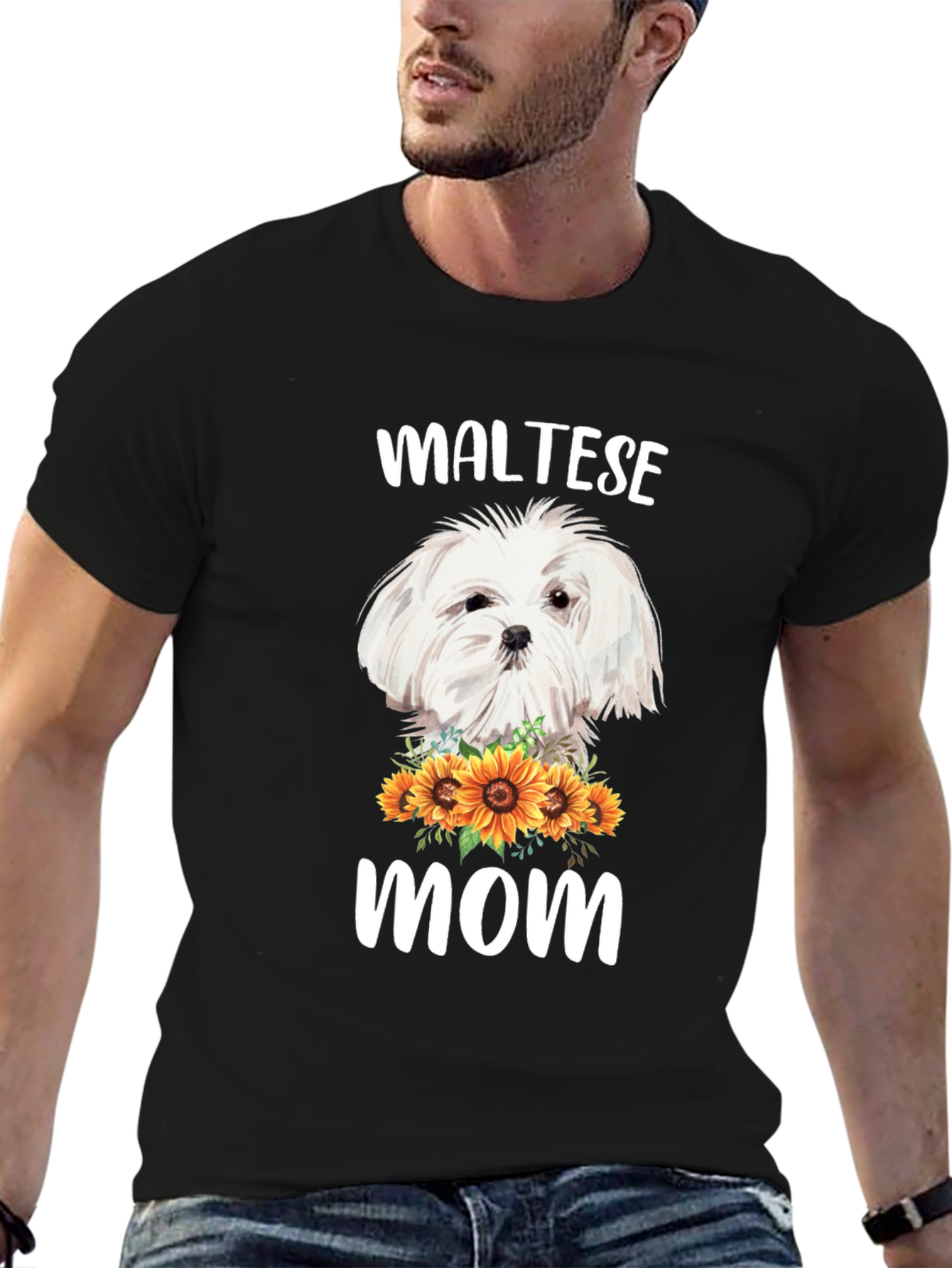 Maltese Mom T-Shirt Sunflower Dog Lover Tee