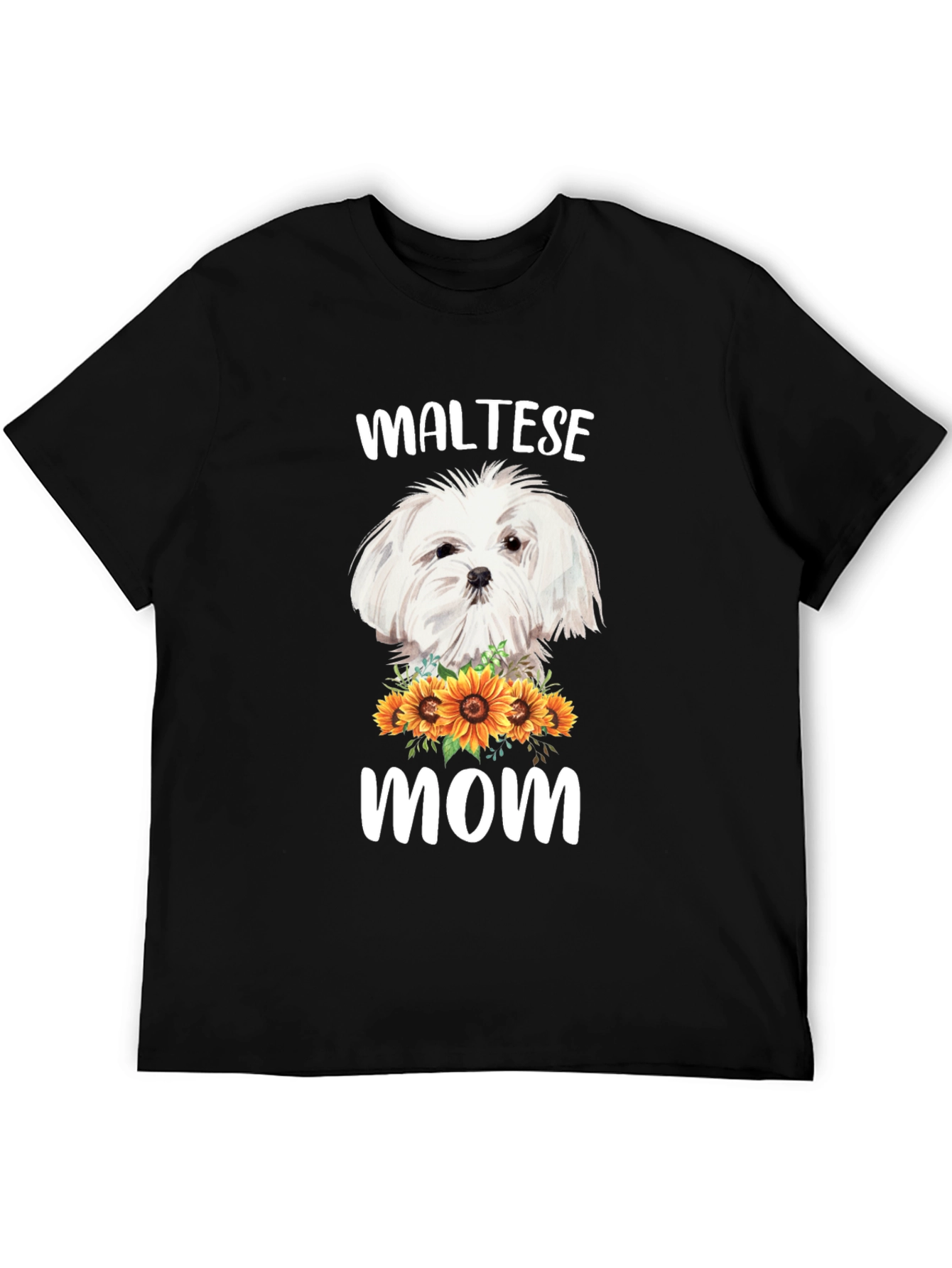 Maltese Mom T-Shirt Sunflower Dog Lover Tee