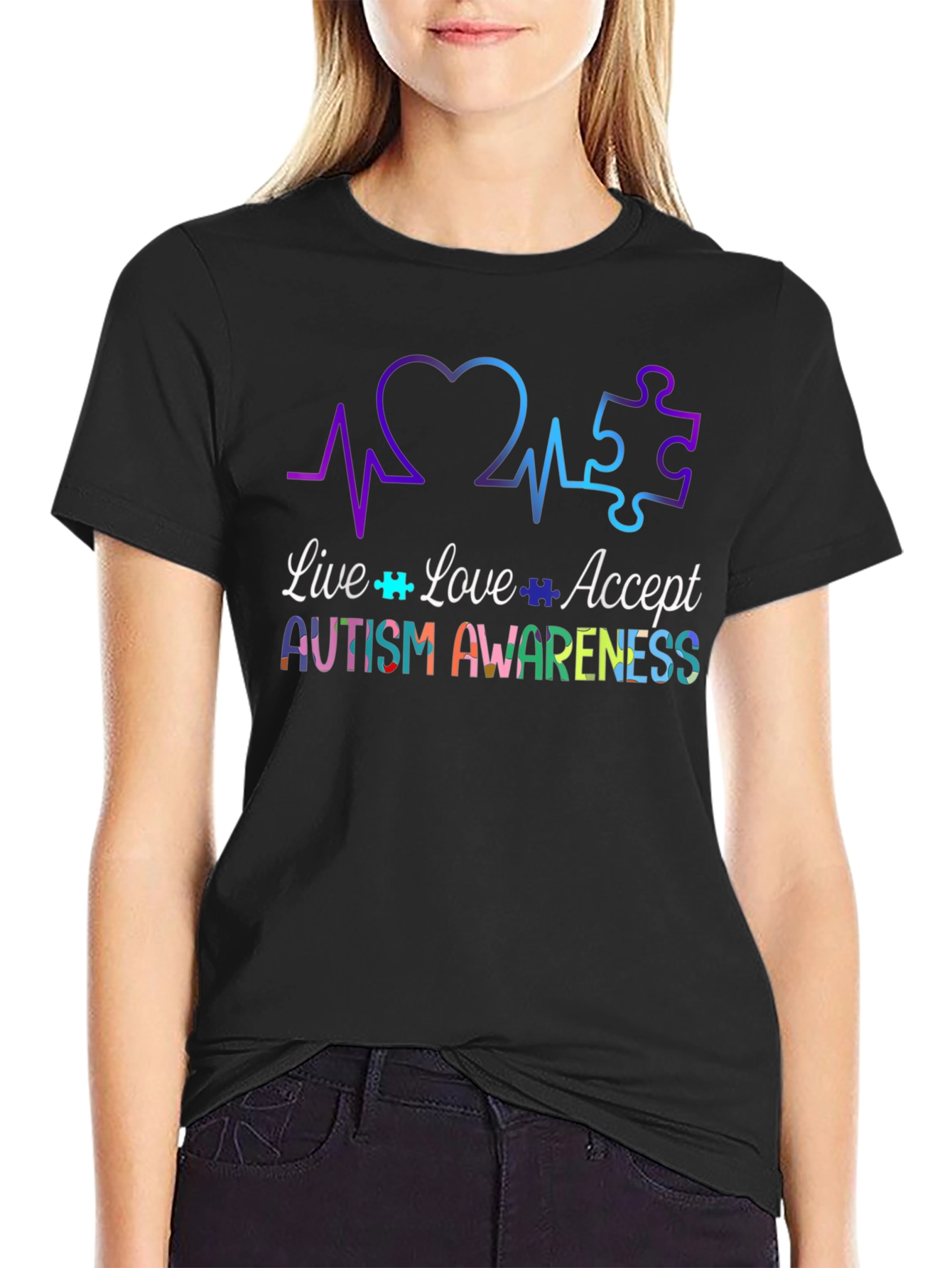 Autism Awareness Tee - Live Love Accept