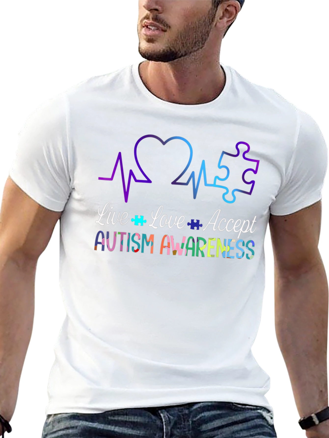 Autism Awareness Tee - Live Love Accept