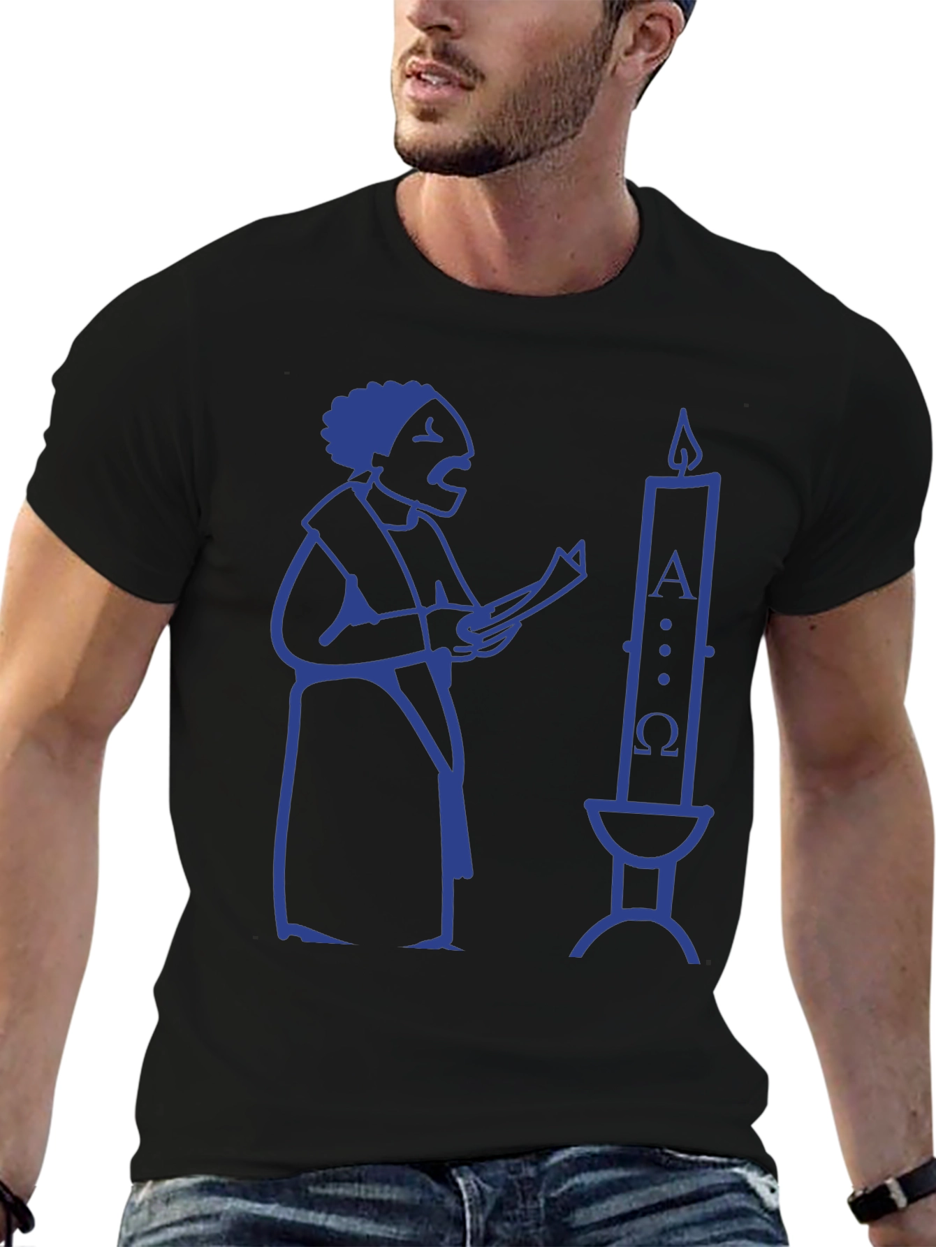 Singing Man & Candle Black T-Shirt