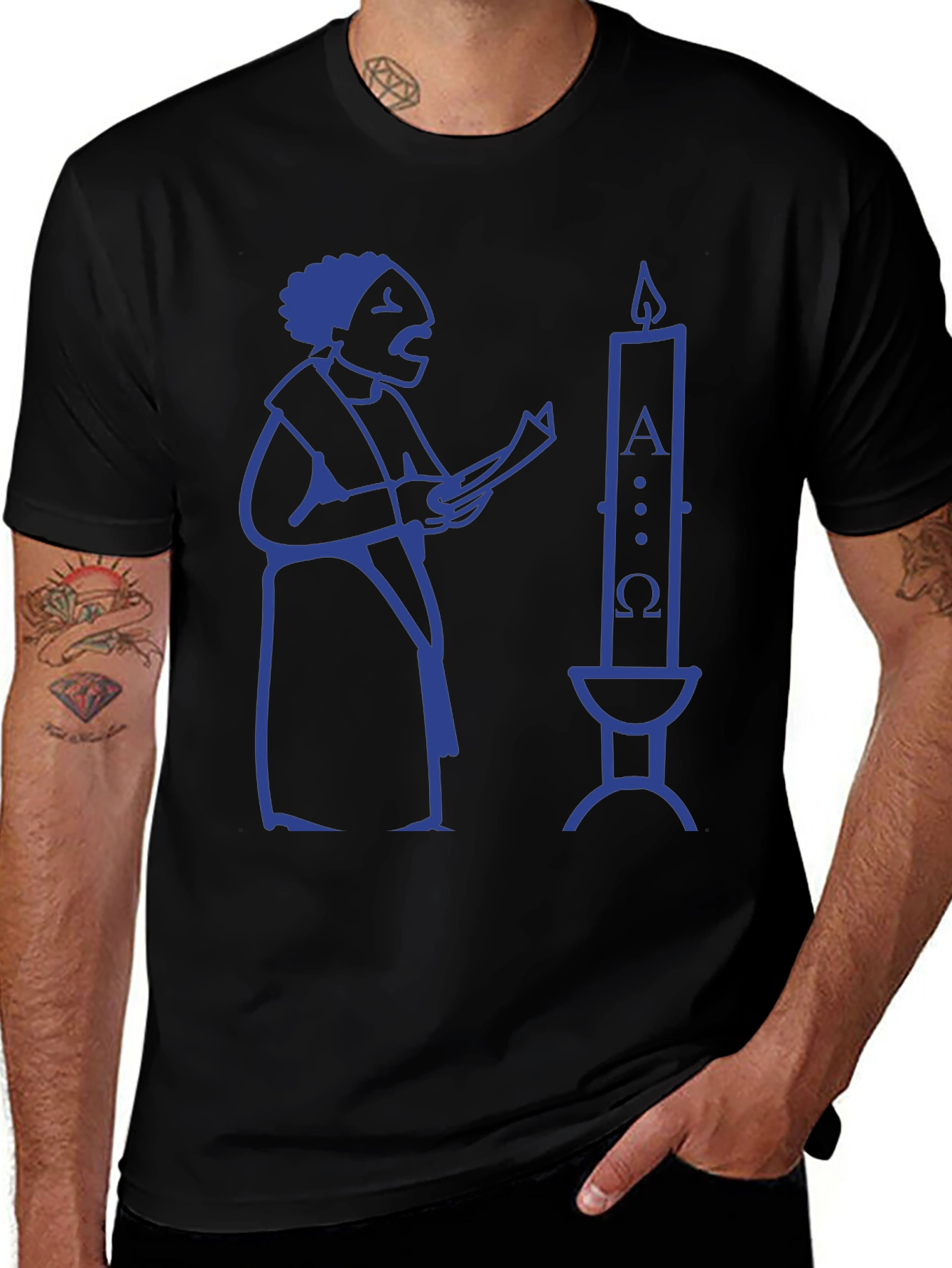 Singing Man & Candle Black T-Shirt
