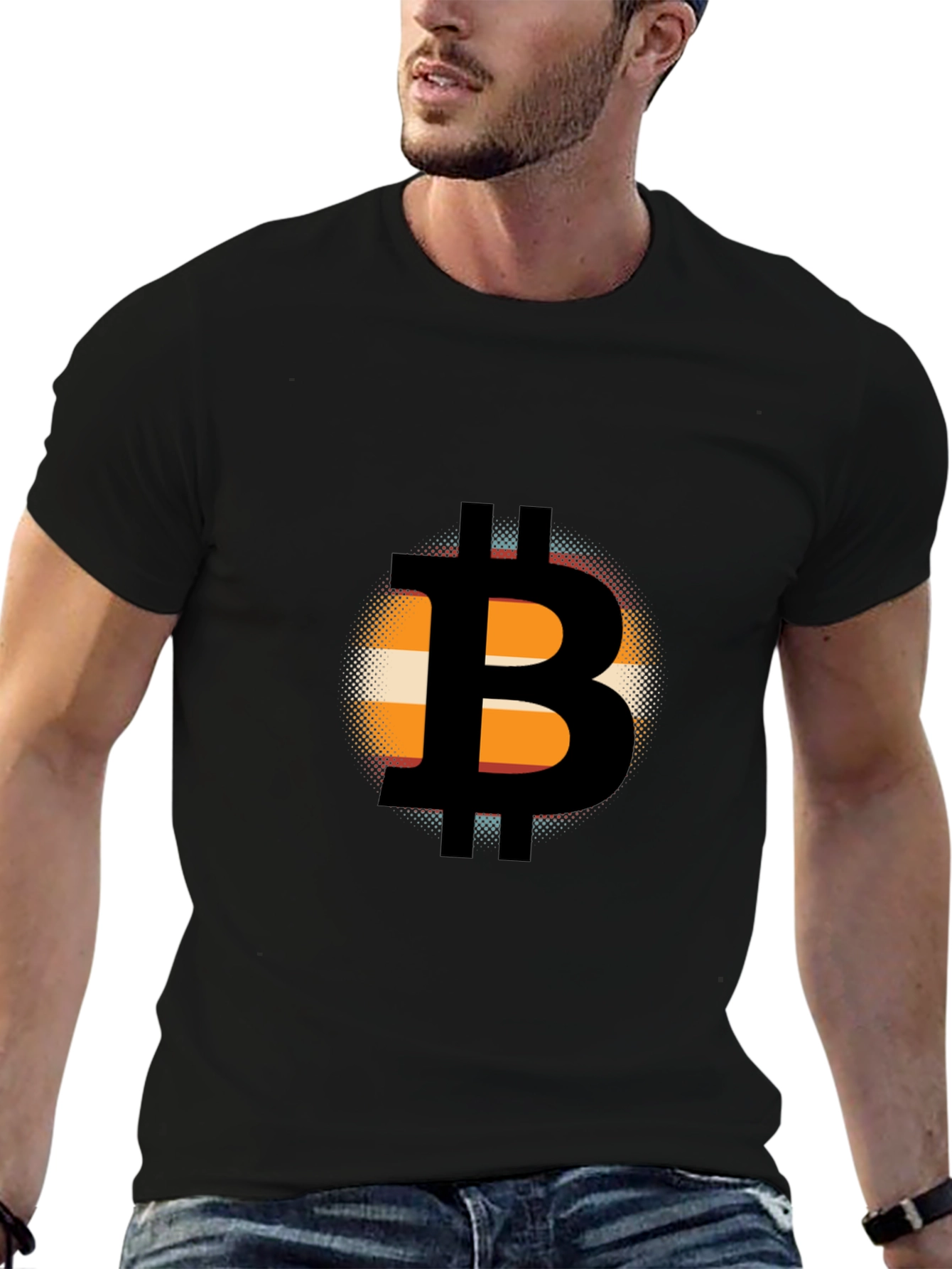 Bitcoin Black T-Shirt Graphic Tee Cryptocurrency