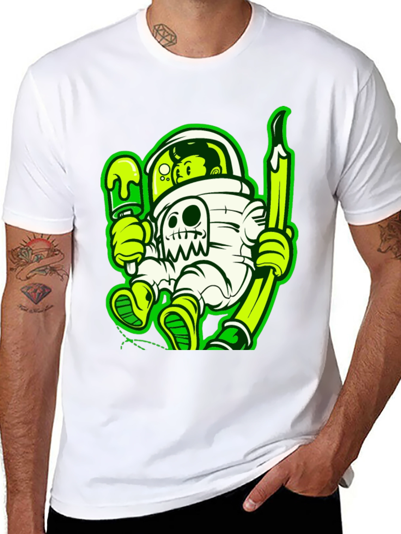 Astronaut Cartoon Graphic T-Shirt