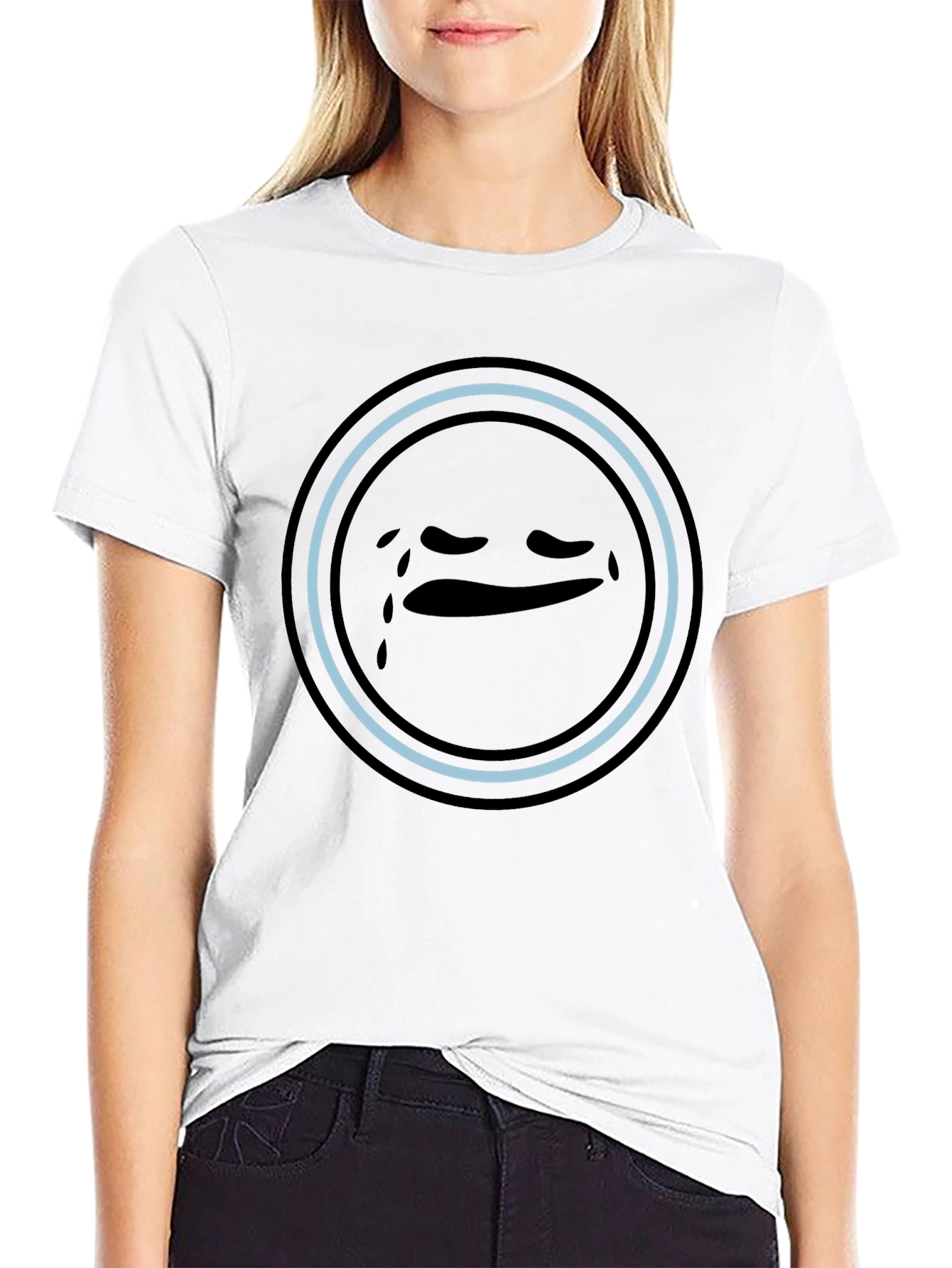 Sad Emoji Graphic Tee - Unisex Black T-Shirt