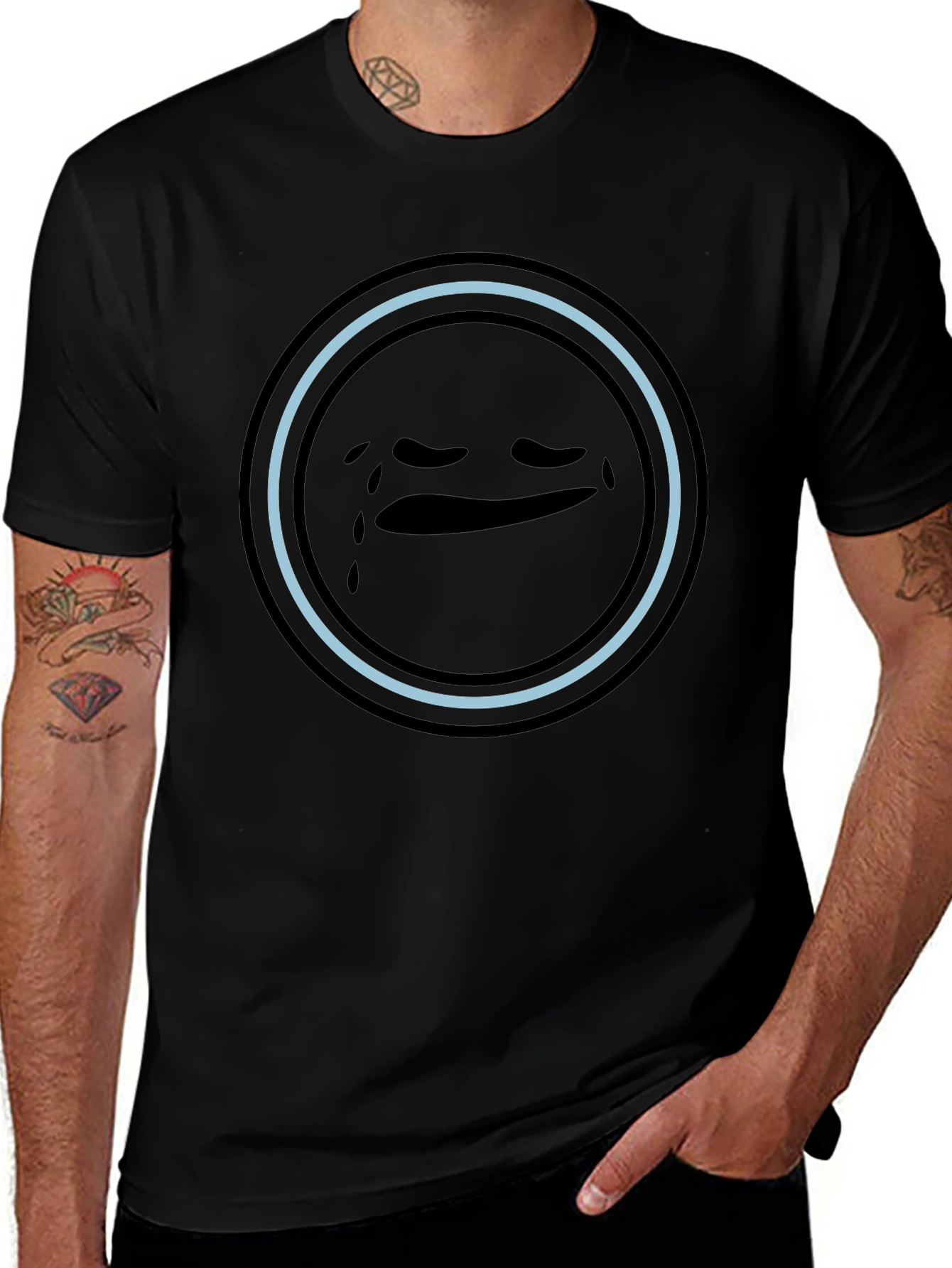 Sad Emoji Graphic Tee - Unisex Black T-Shirt