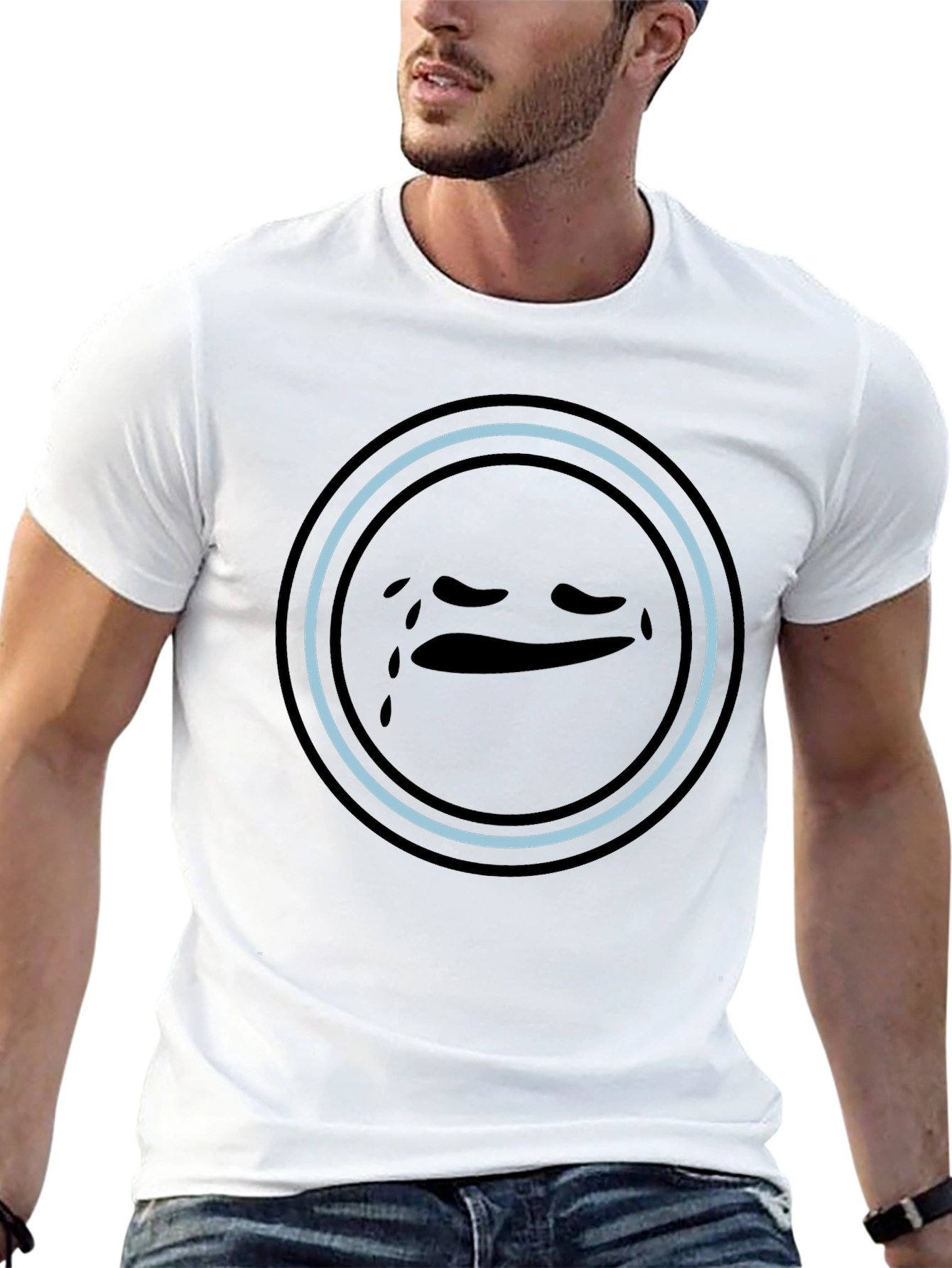 Sad Emoji Graphic Tee - Unisex Black T-Shirt