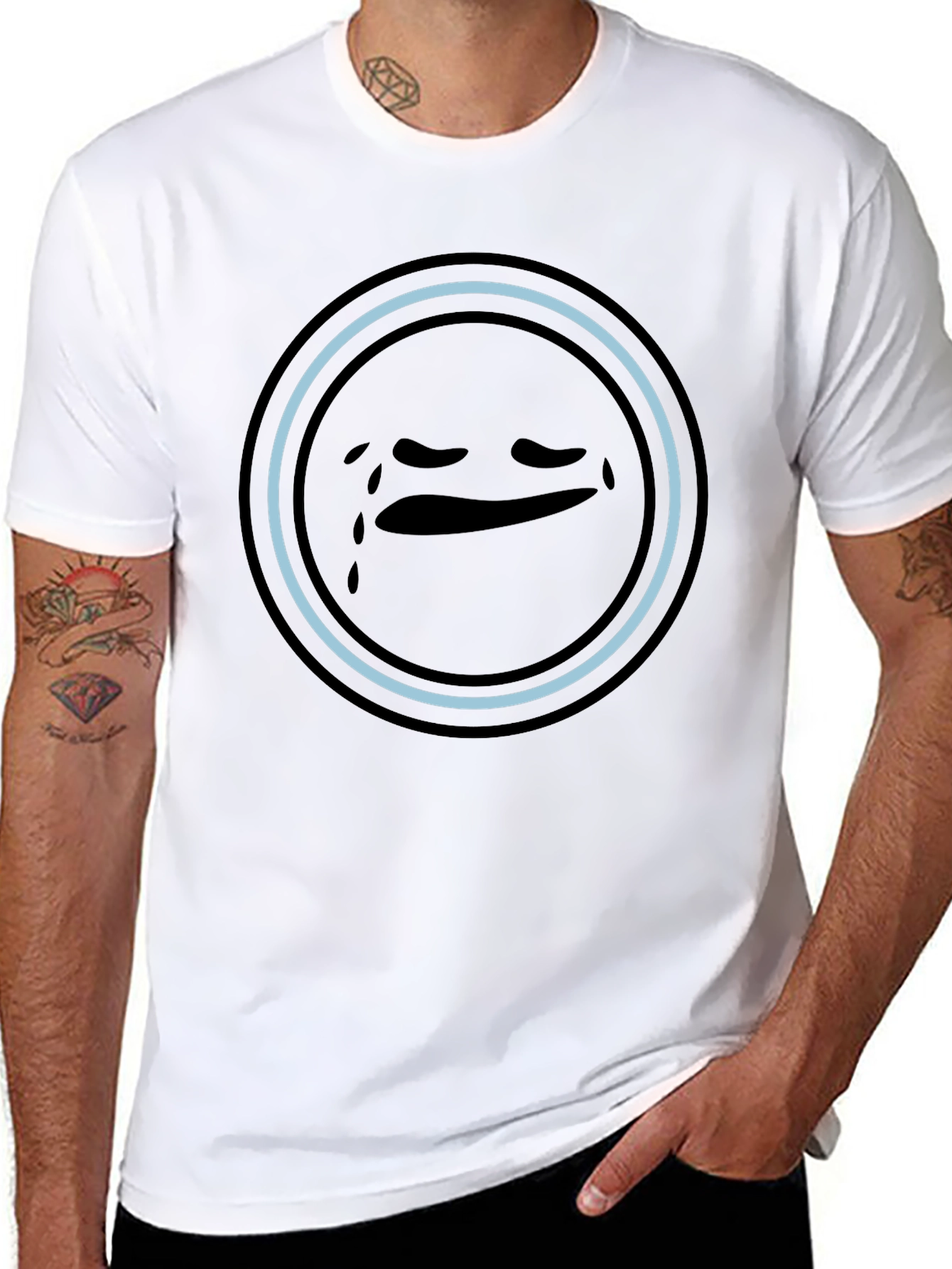Sad Emoji Graphic Tee - Unisex Black T-Shirt