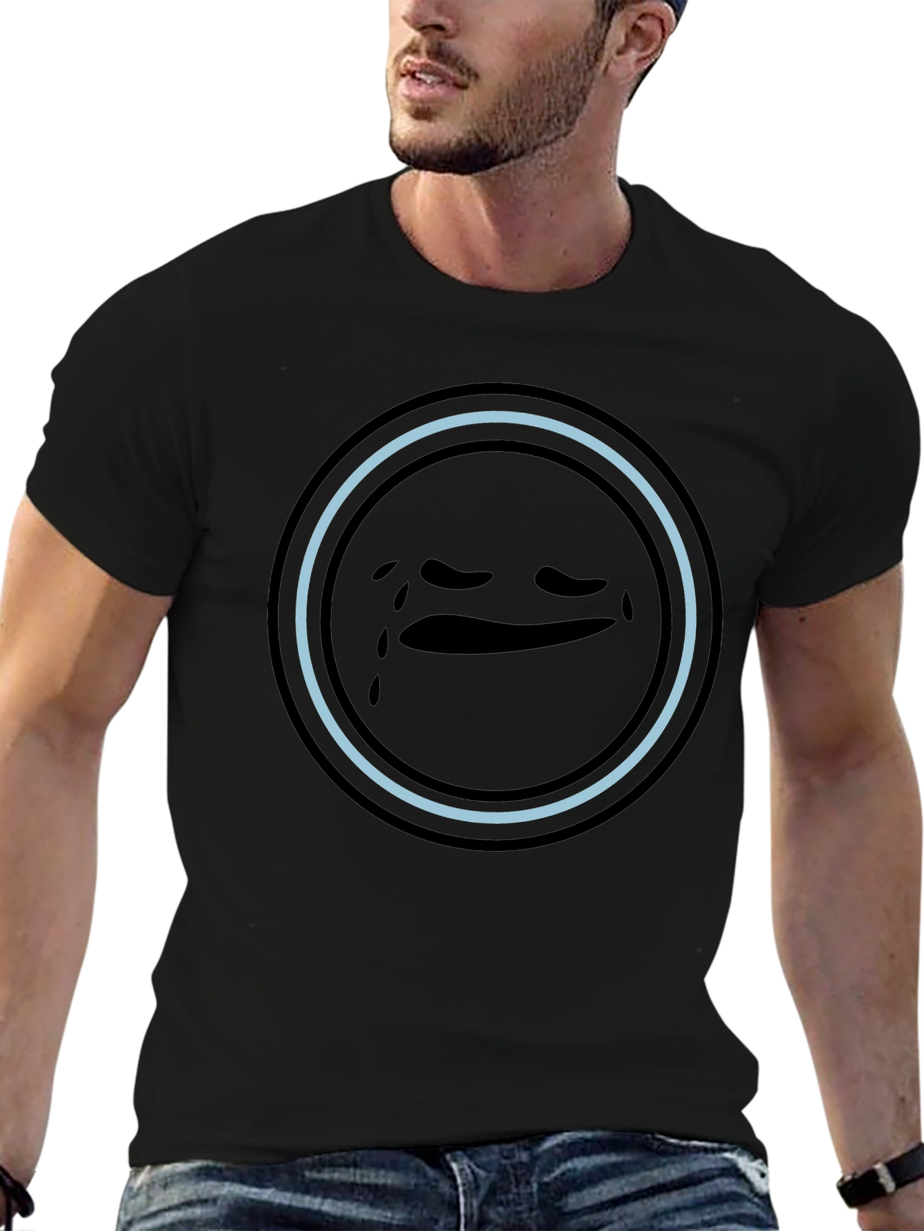 Sad Emoji Graphic Tee - Unisex Black T-Shirt