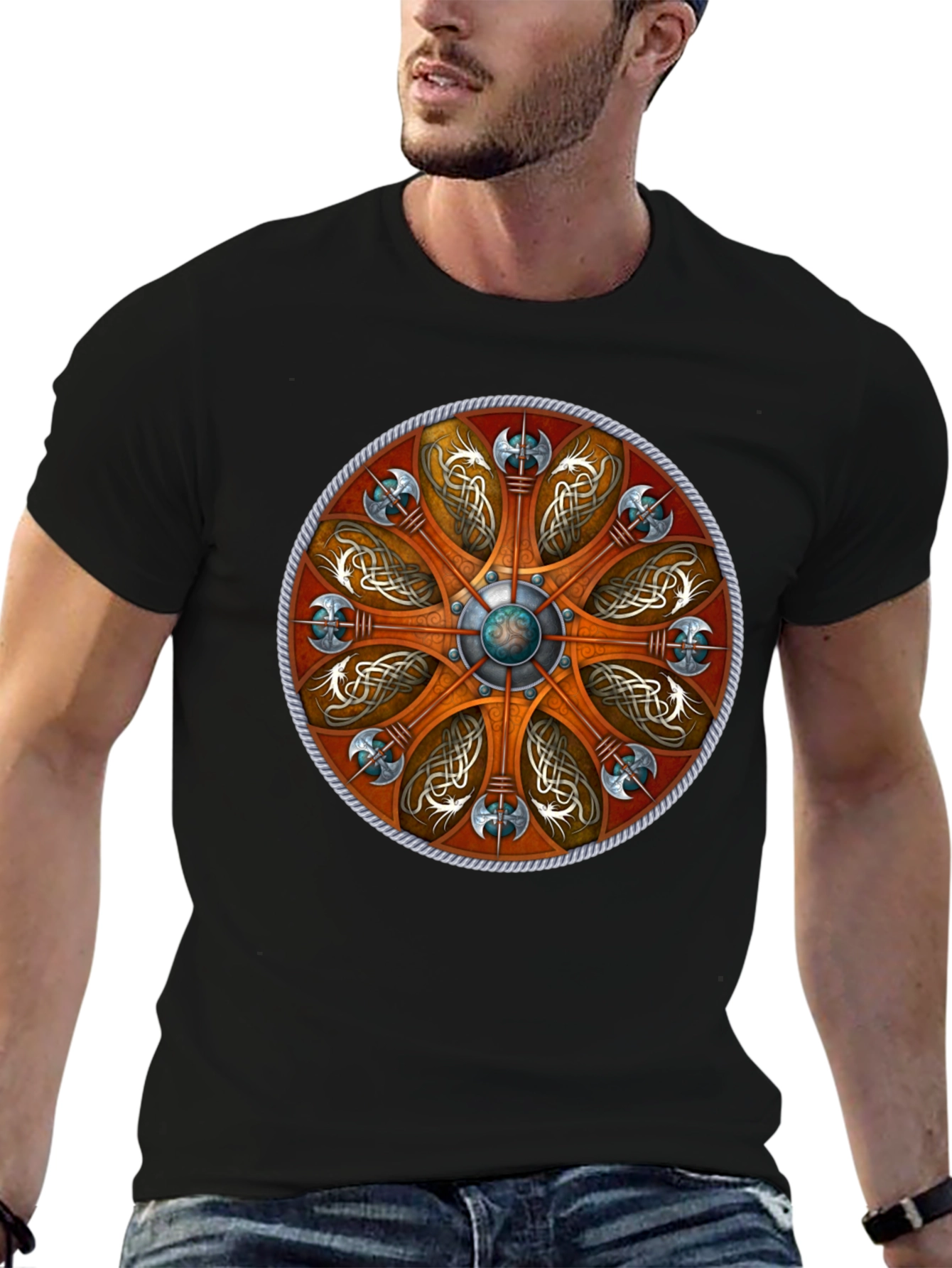 Viking Shield Graphic Tee - Norse Mythology T-Shirt