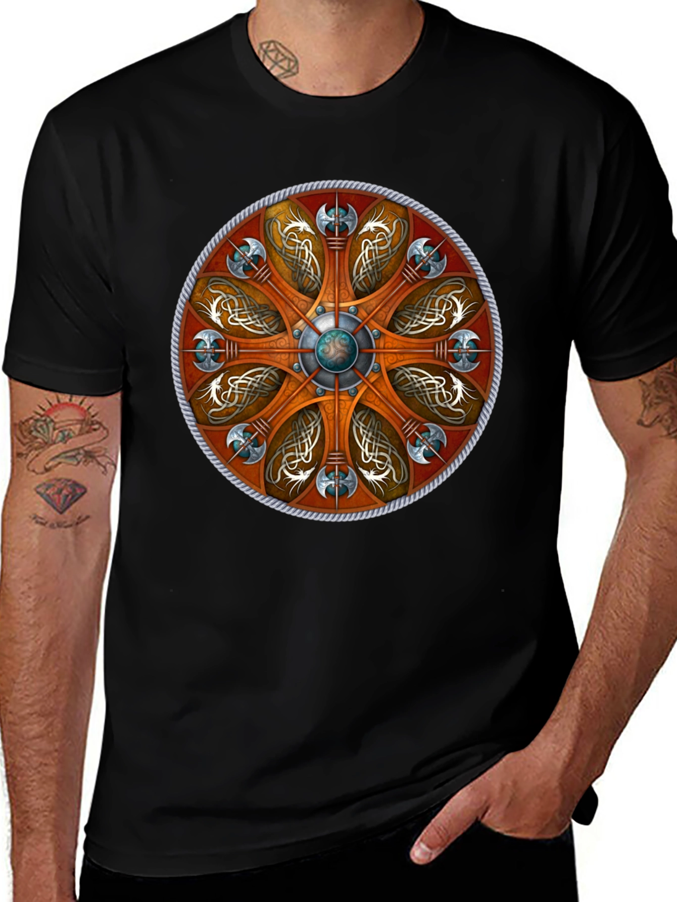 Viking Shield Graphic Tee - Norse Mythology T-Shirt