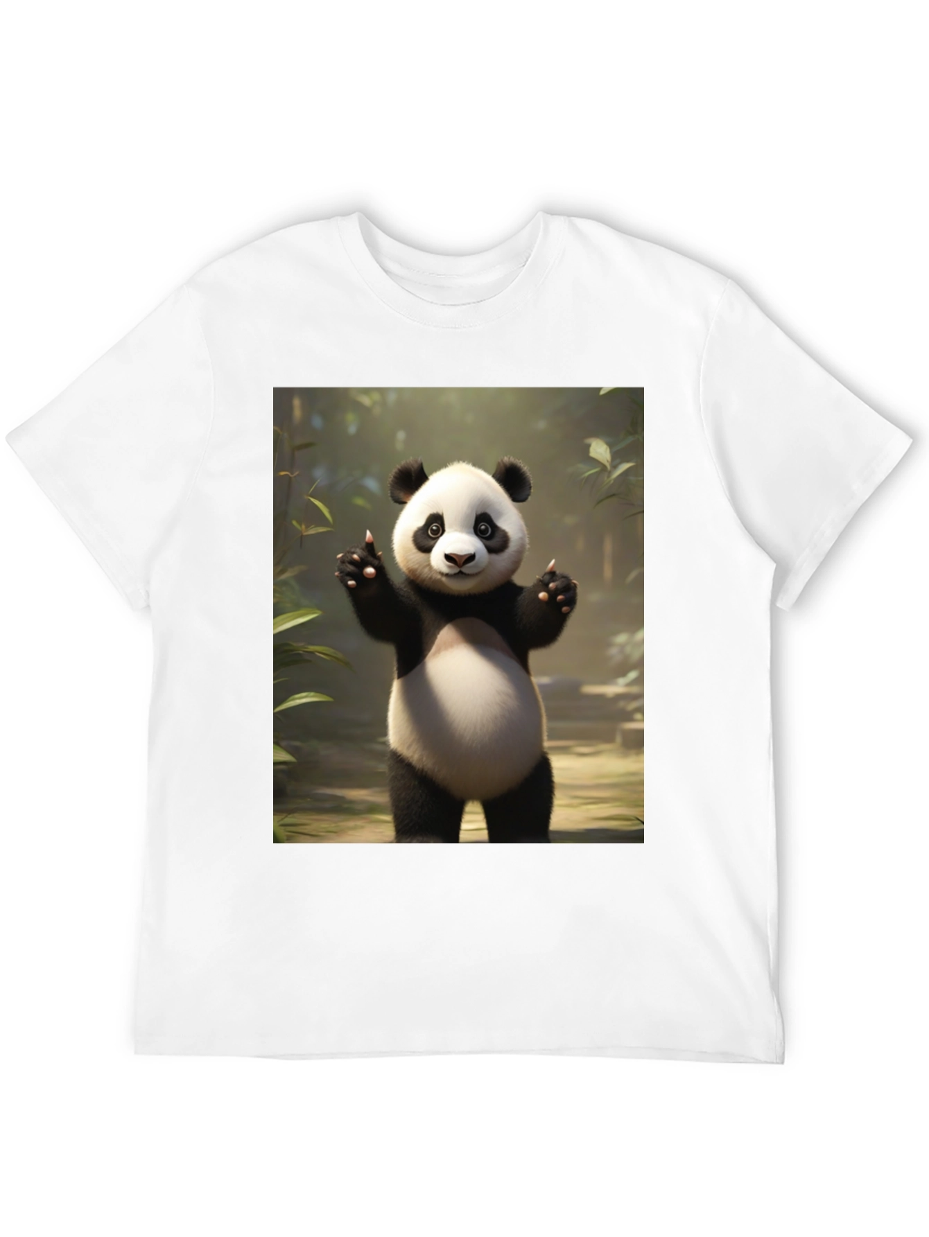 Cute Panda Graphic Black T-Shirt