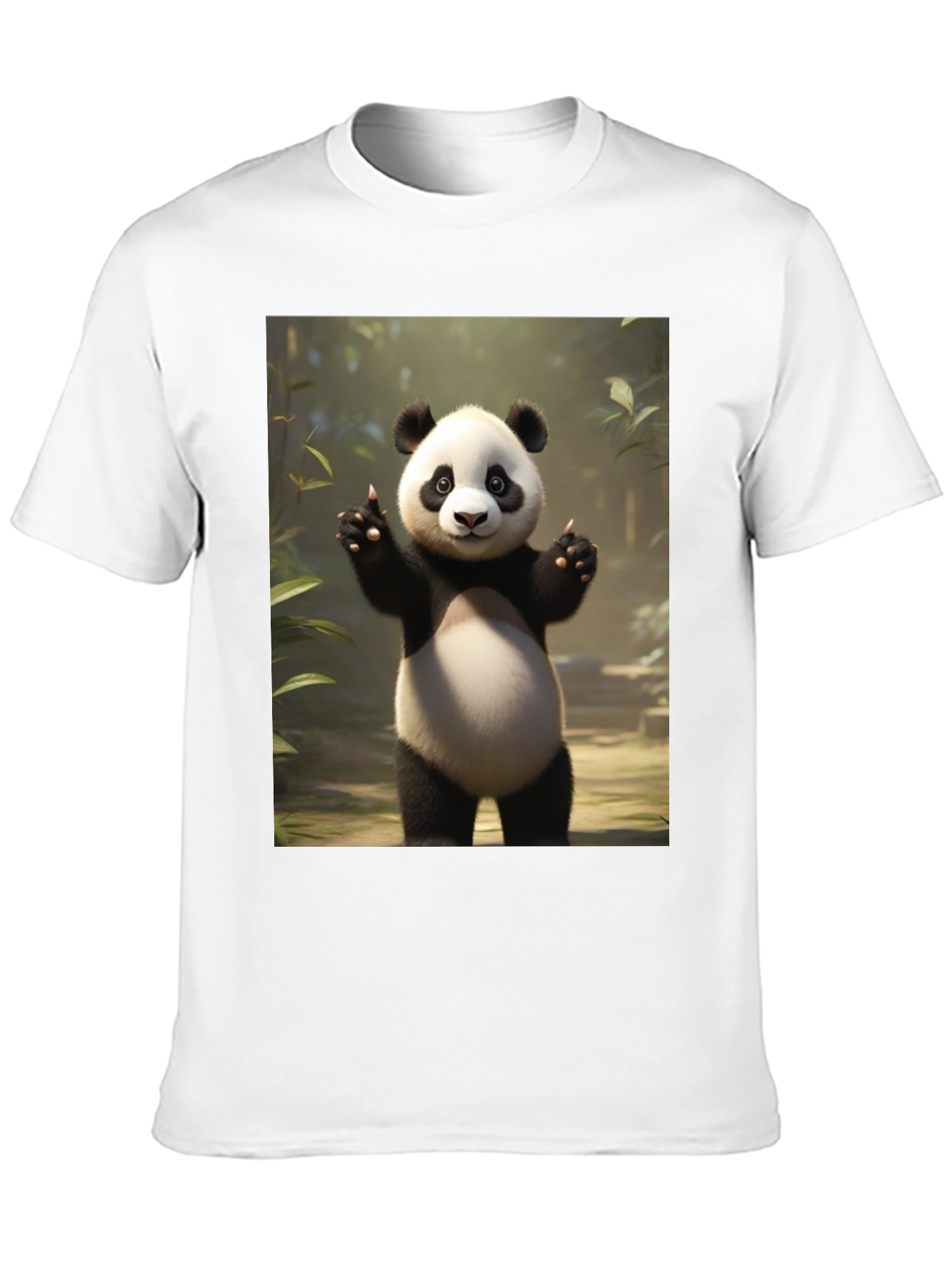 Cute Panda Graphic Black T-Shirt