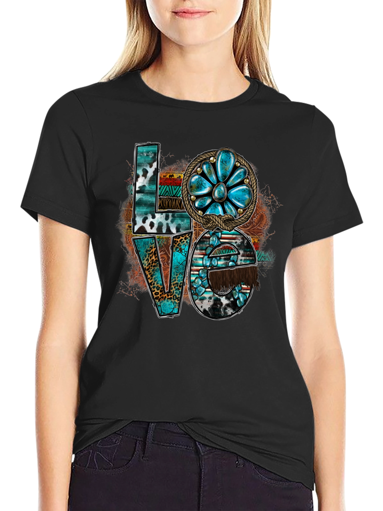 Western Turquoise LOVE Graphic Tee