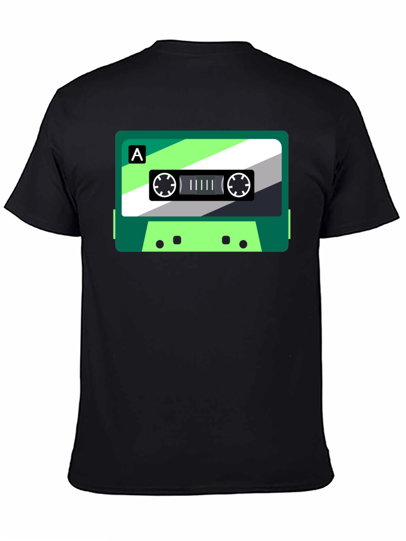 Retro Cassette Graphic Tee - Black Cotton Blend
