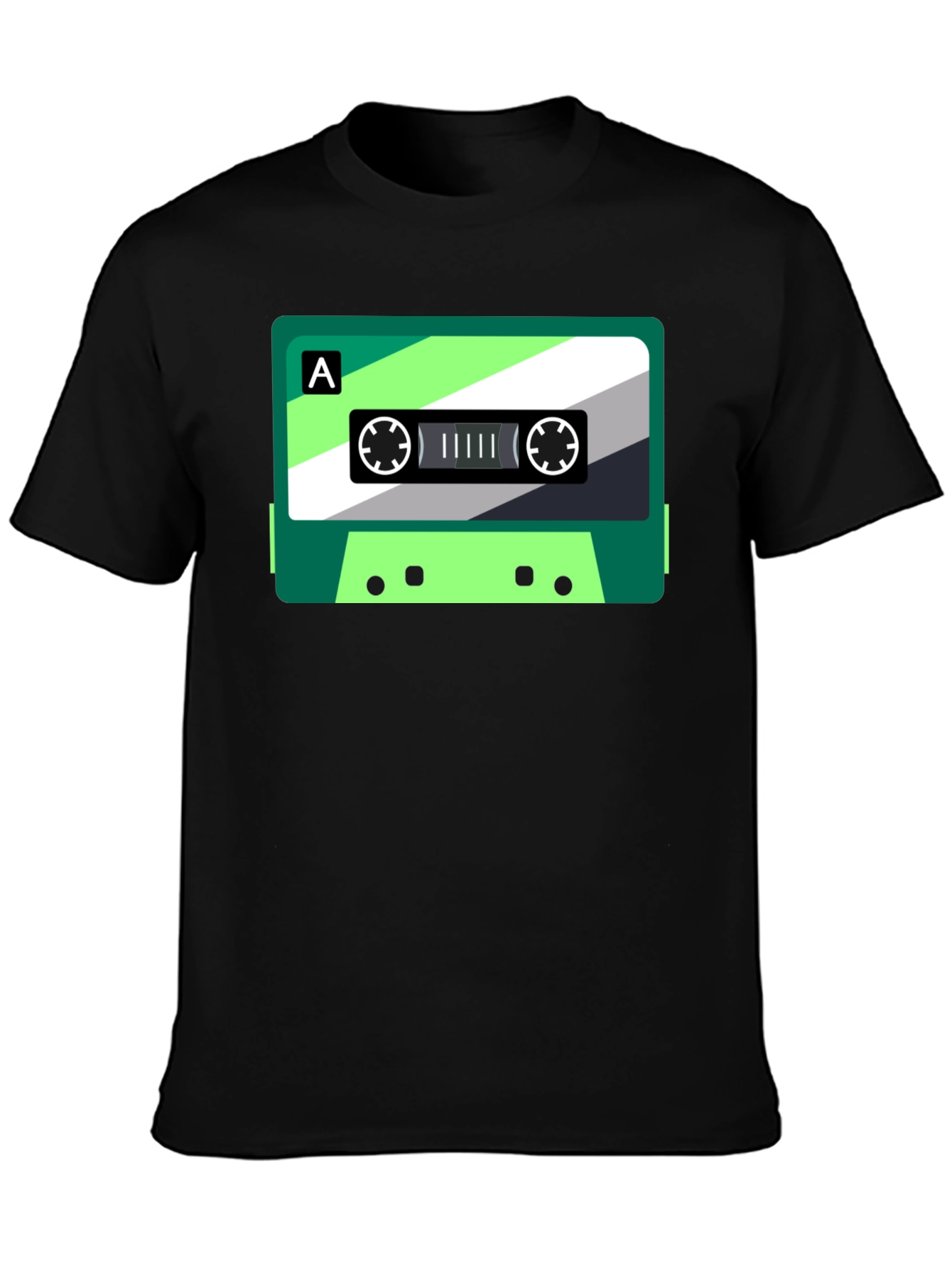 Retro Cassette Graphic Tee - Black Cotton Blend