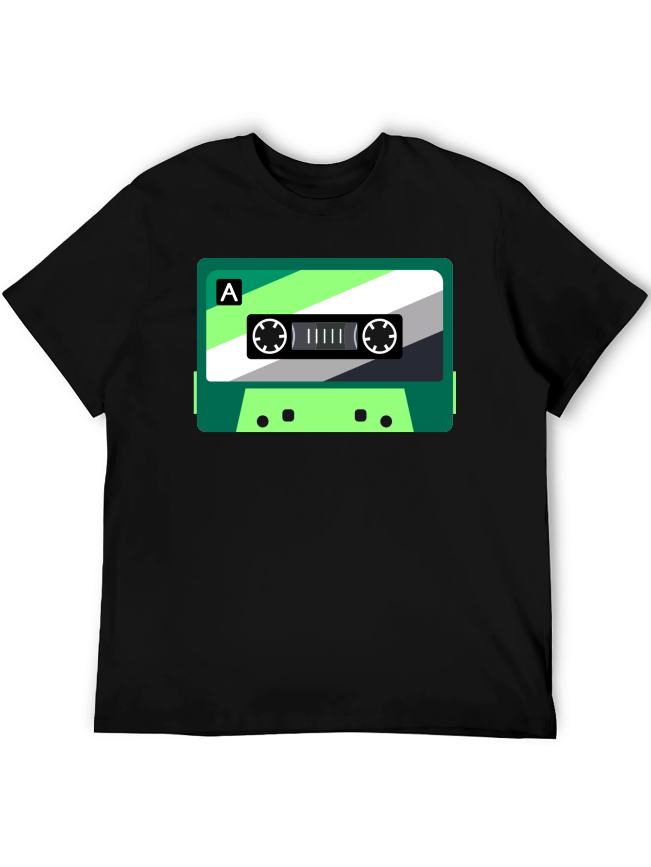 Retro Cassette Graphic Tee - Black Cotton Blend