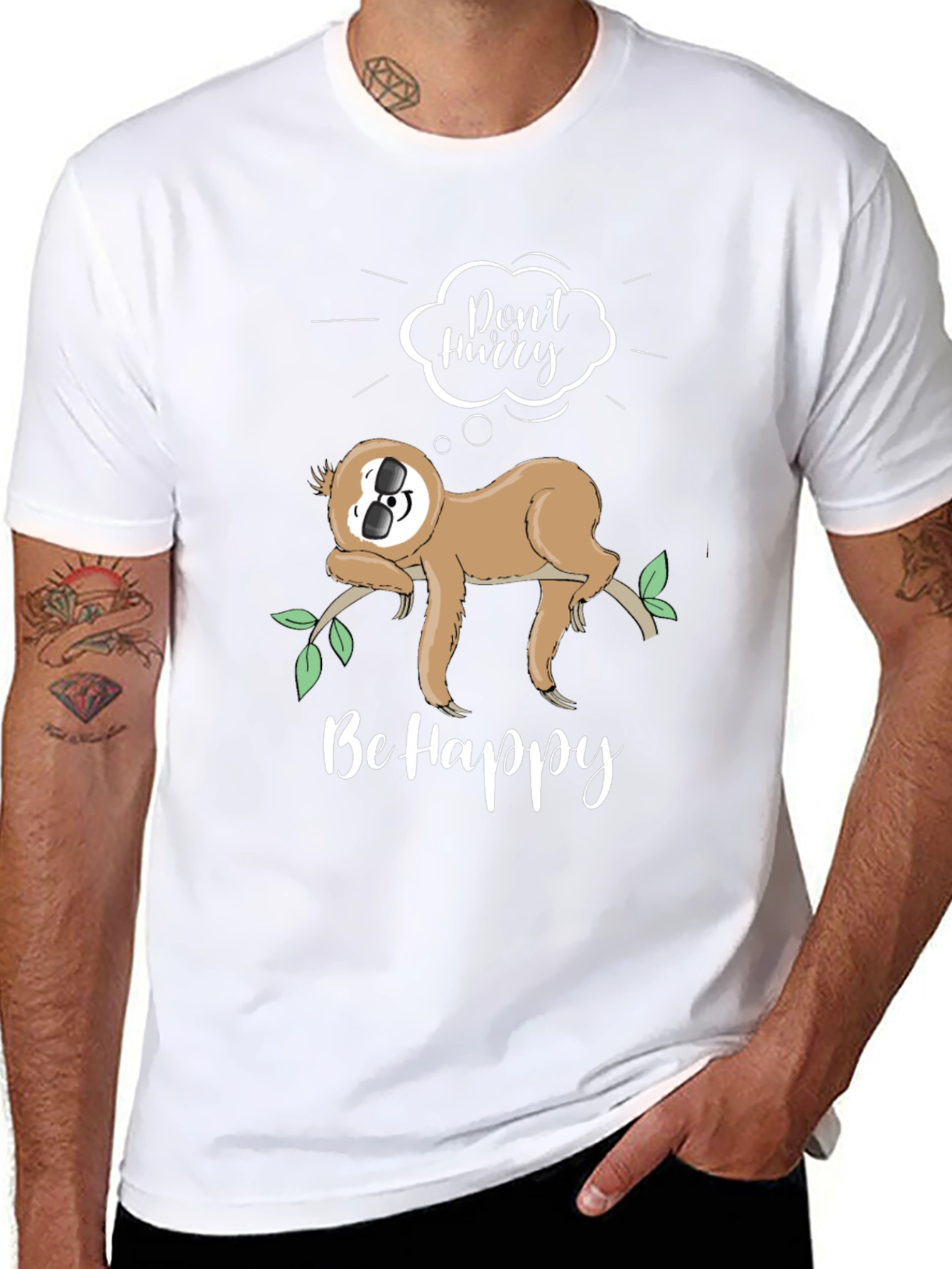 Sloth Graphic T-Shirt - Dont Hurry Be Happy!