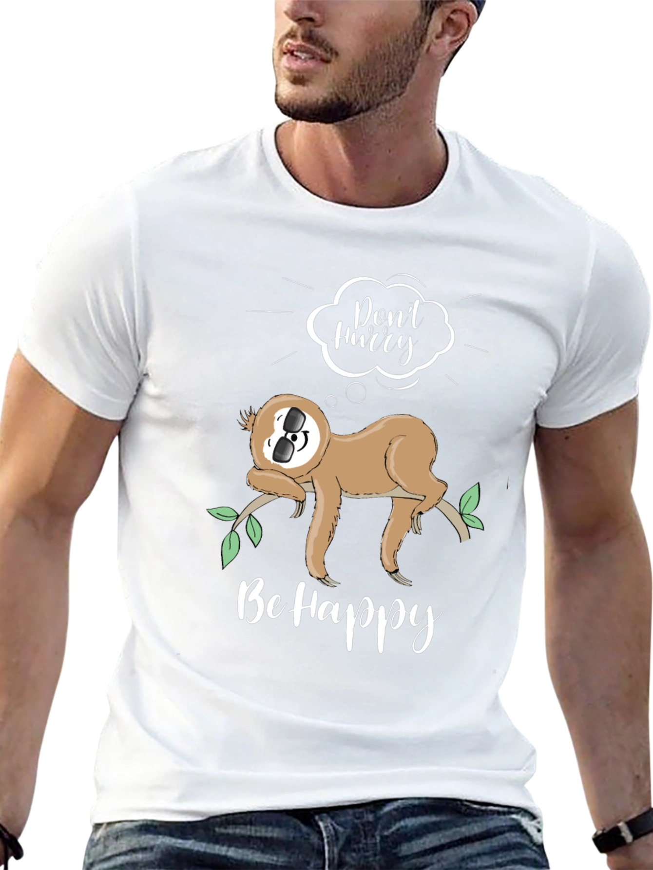 Sloth Graphic T-Shirt - Dont Hurry Be Happy!