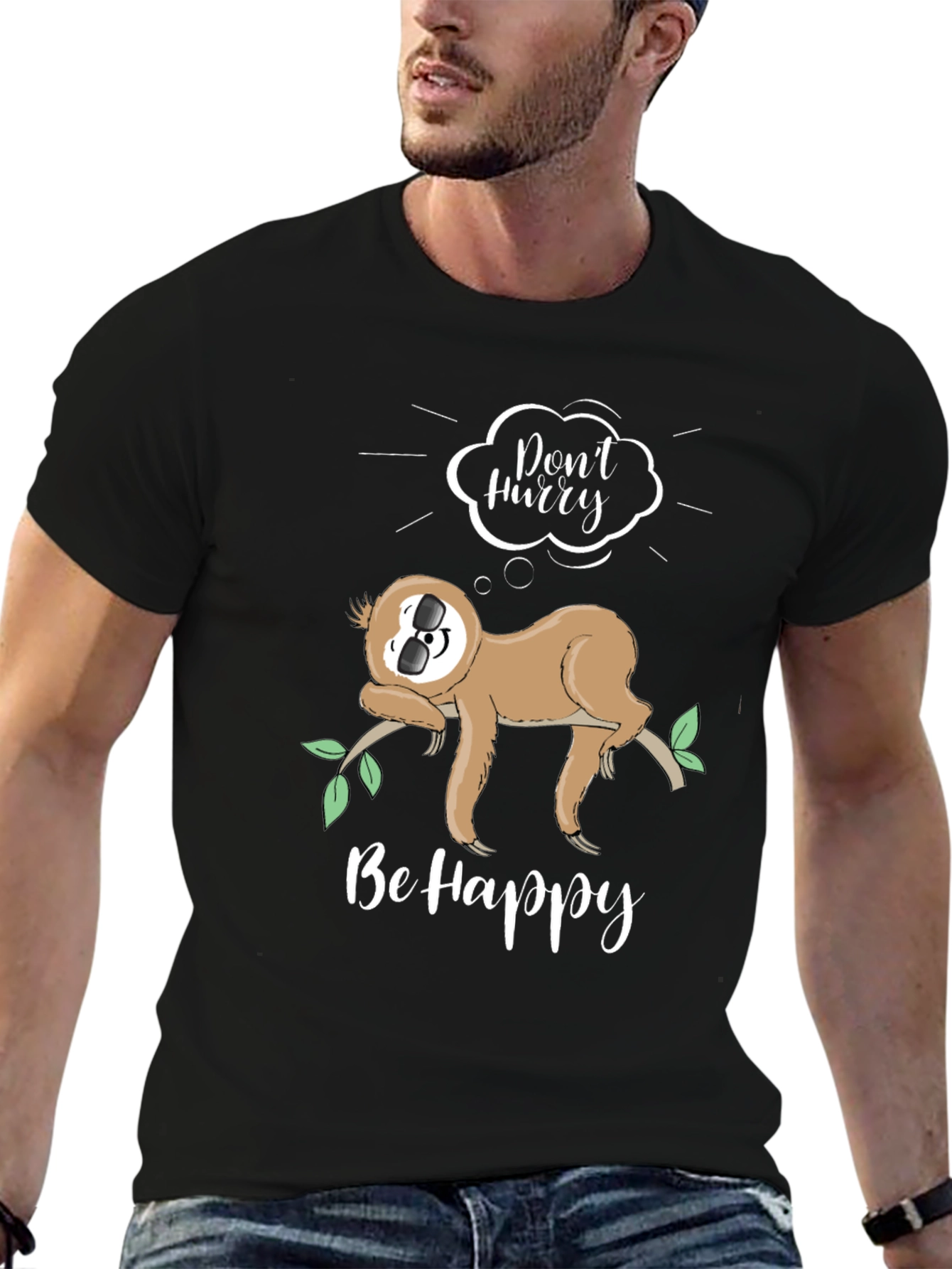 Sloth Graphic T-Shirt - Dont Hurry Be Happy!