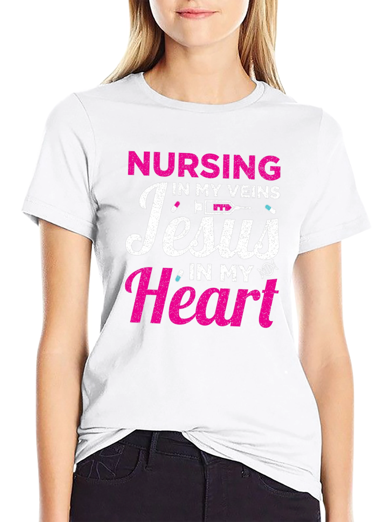 Nursing in My Veins Jesus in My Heart T-Shirt