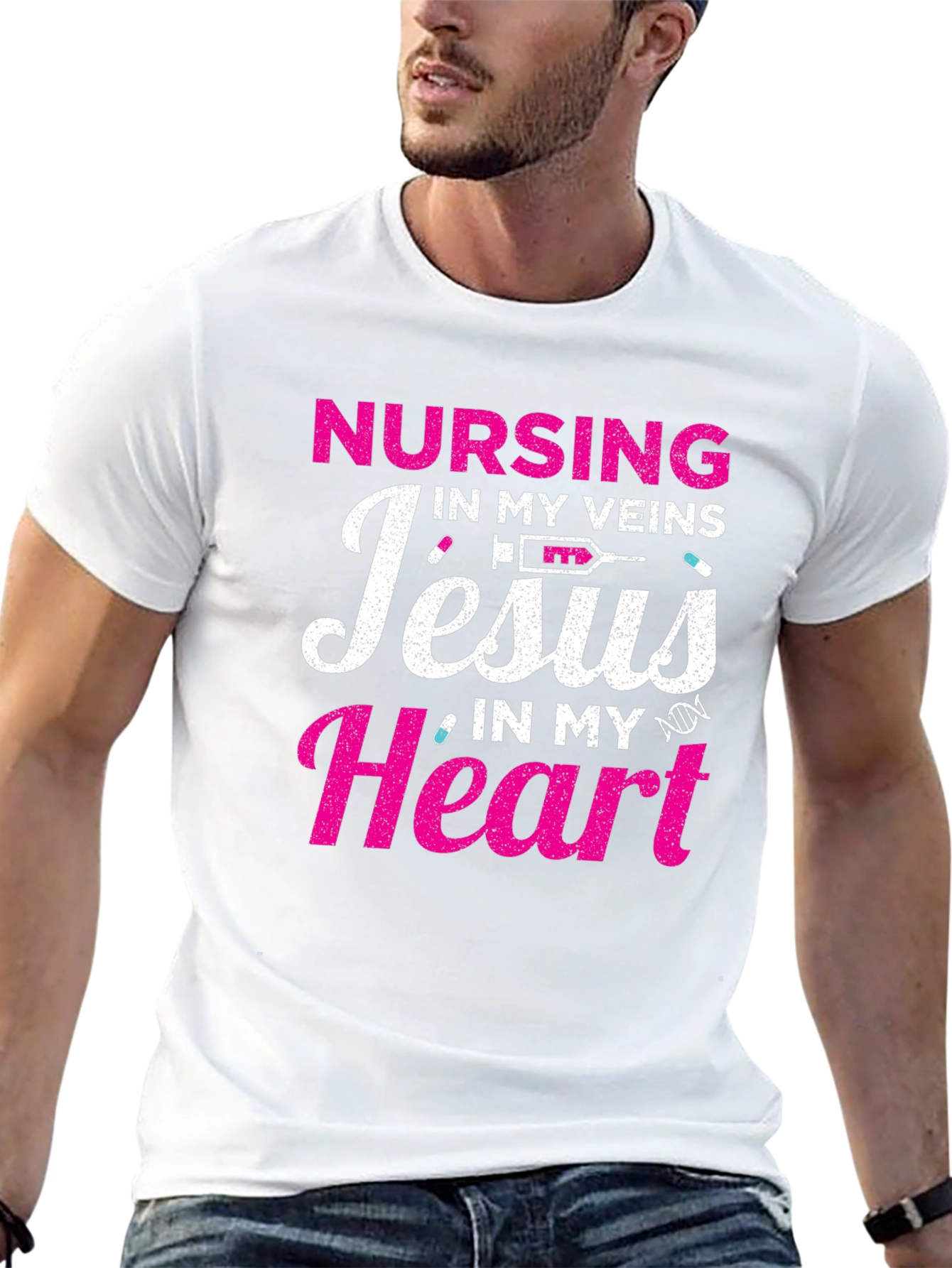 Nursing in My Veins Jesus in My Heart T-Shirt