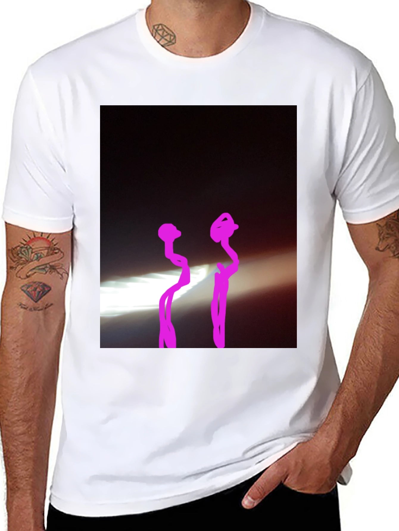 Black Graphic Tee with Abstract Design