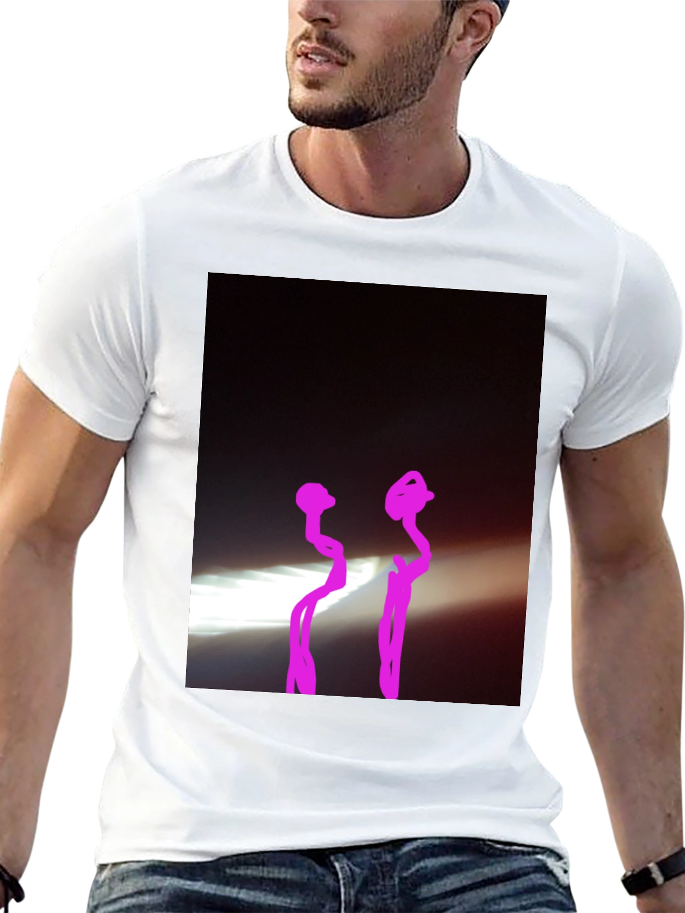 Black Graphic Tee with Abstract Design