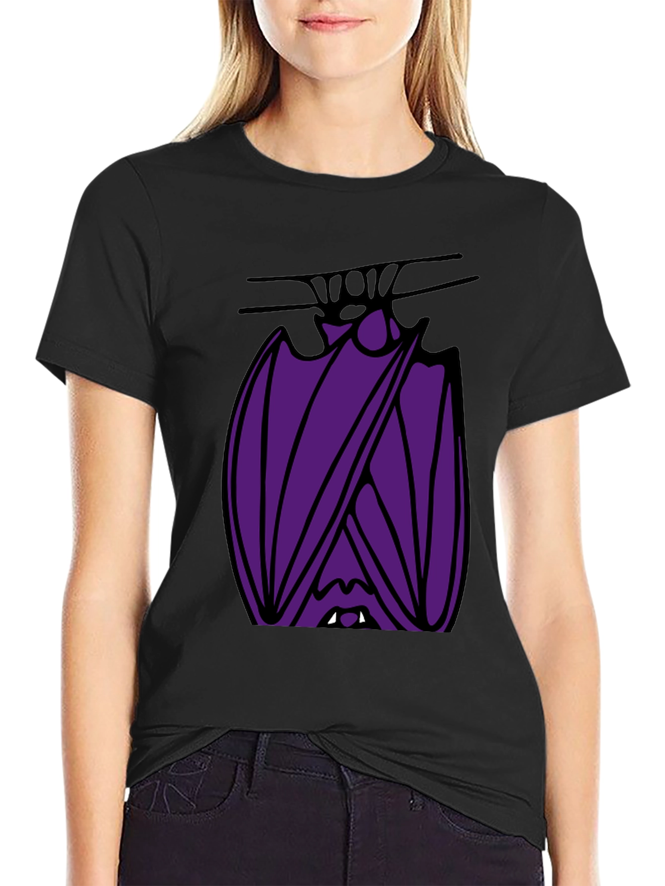 Hanging Bat Graphic Tee - Unique Halloween Style