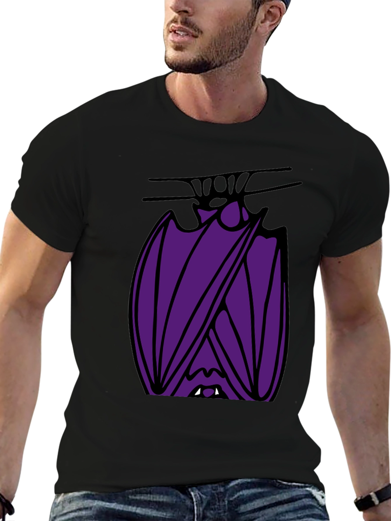 Hanging Bat Graphic Tee - Unique Halloween Style