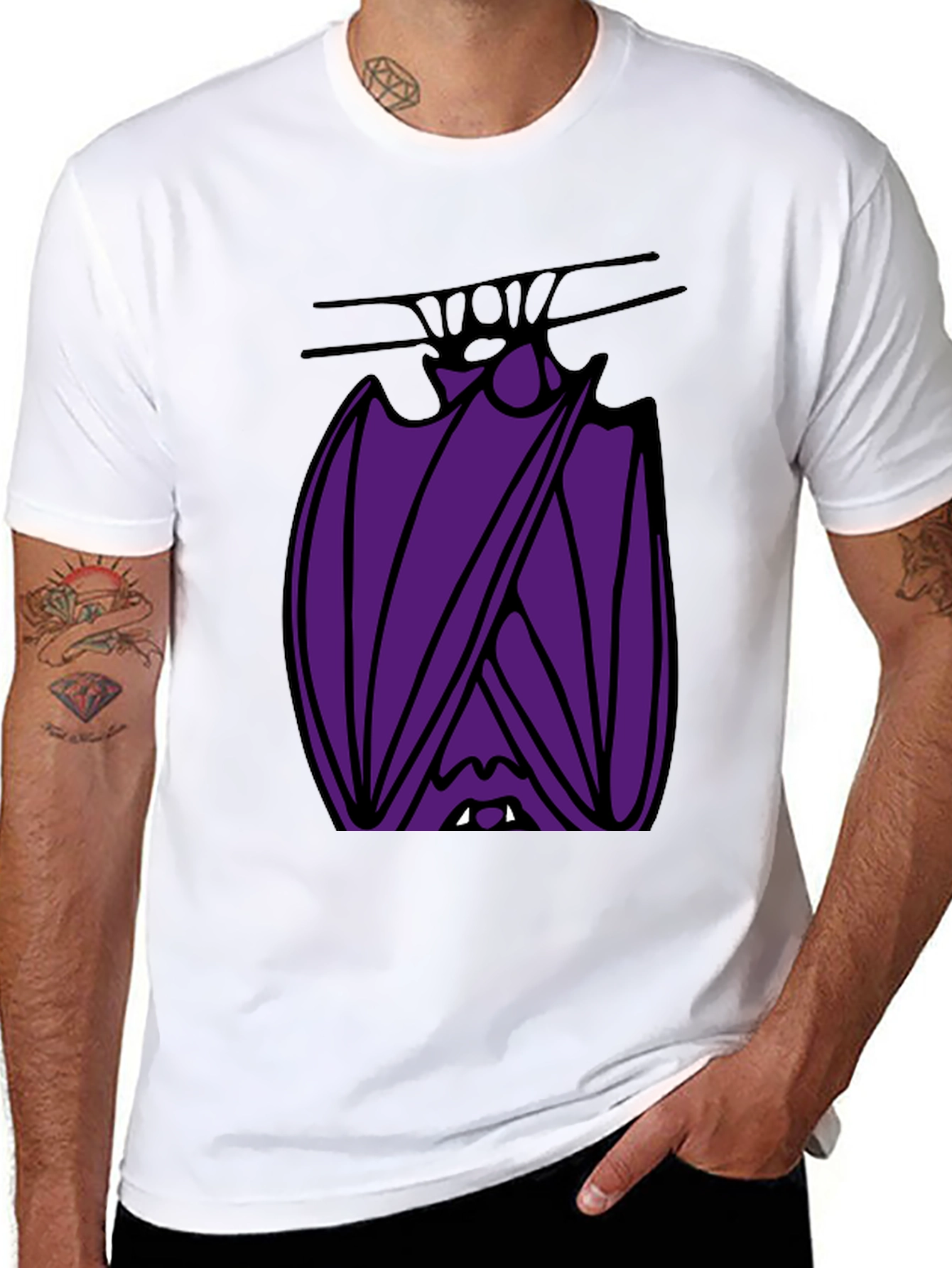 Hanging Bat Graphic Tee - Unique Halloween Style