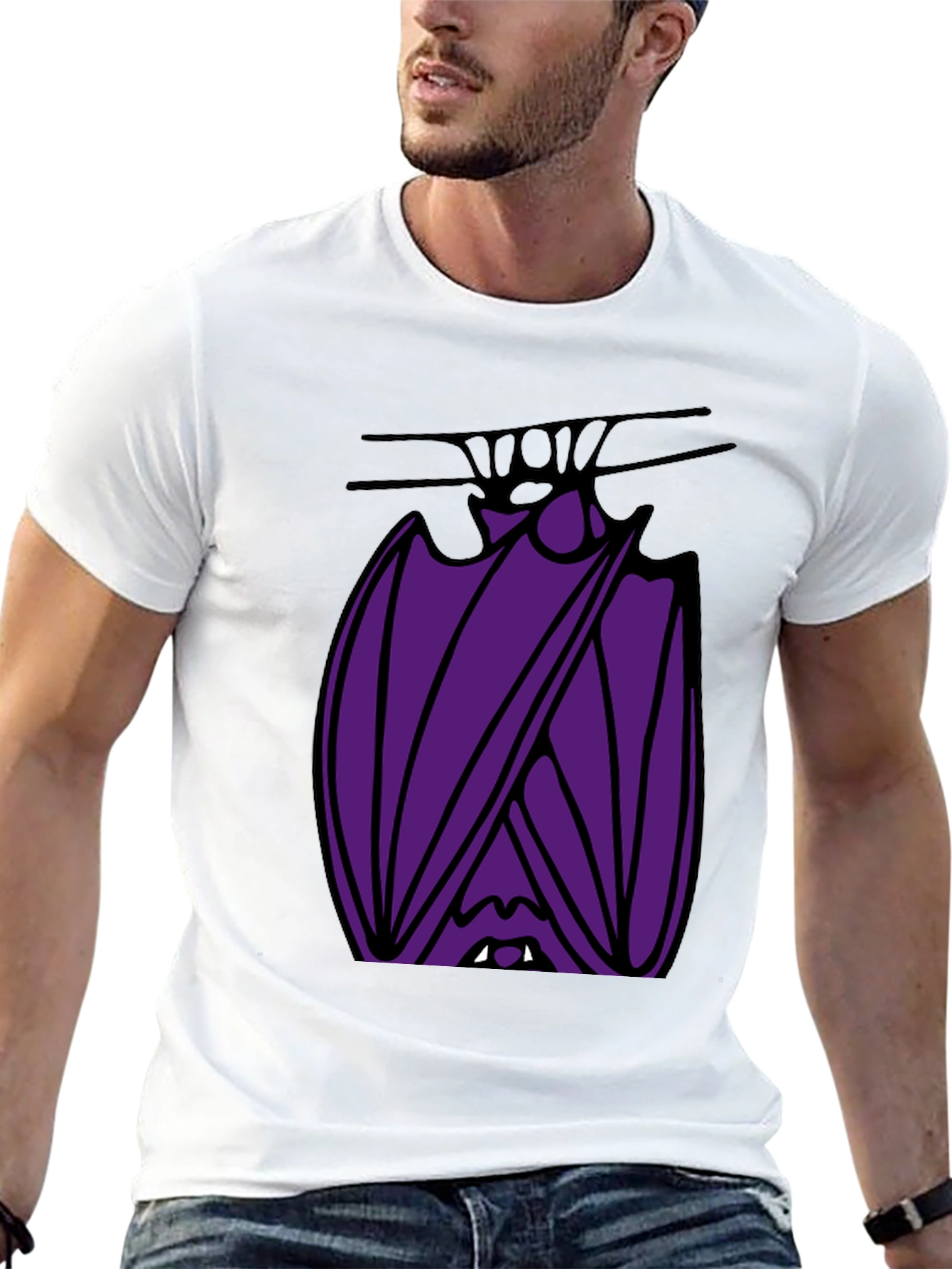 Hanging Bat Graphic Tee - Unique Halloween Style