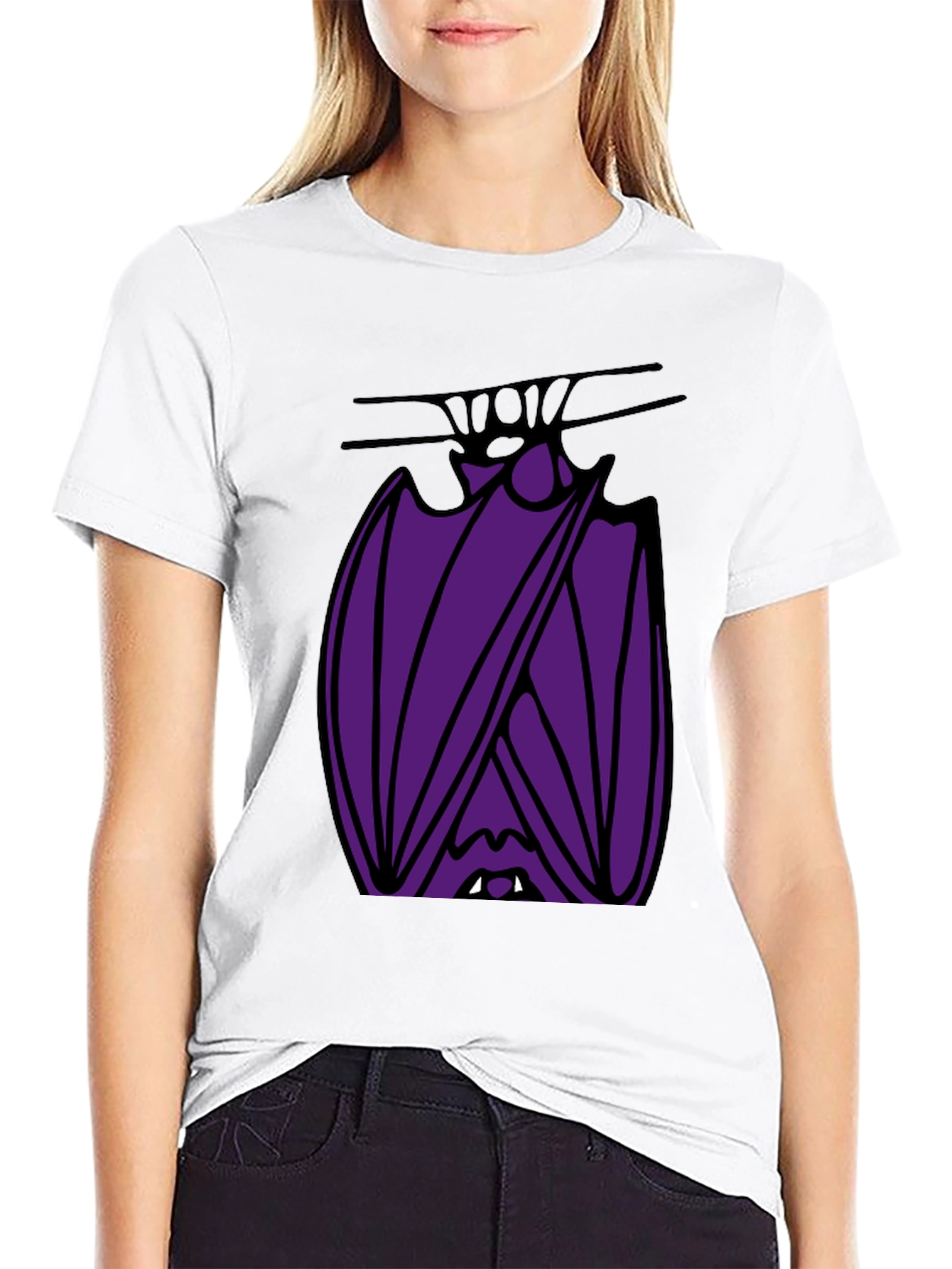 Hanging Bat Graphic Tee - Unique Halloween Style