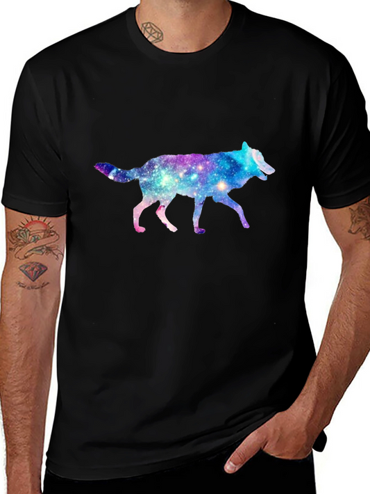 Galaxy Wolf Black T-Shirt - Trendy Animal Tee