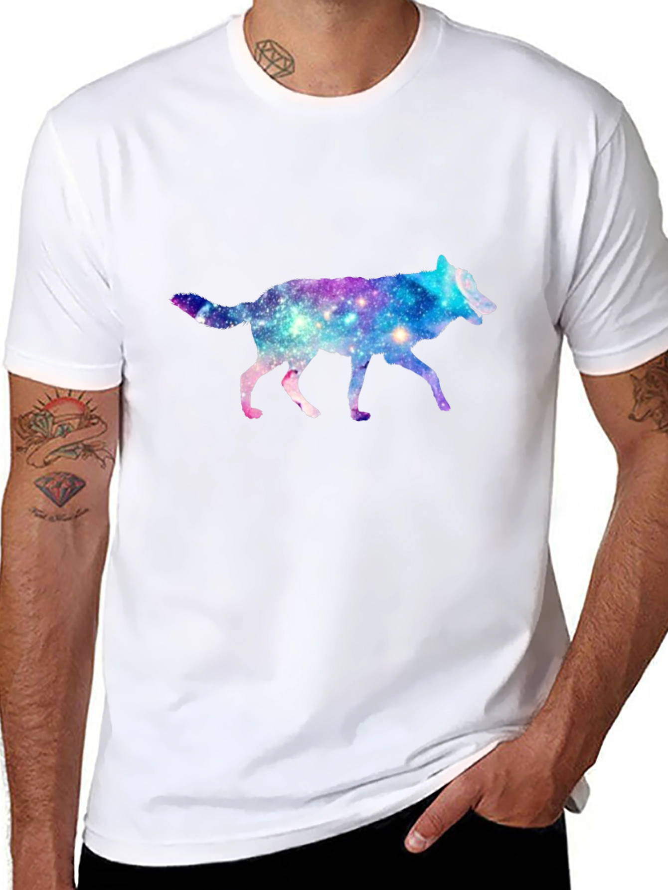 Galaxy Wolf Black T-Shirt - Trendy Animal Tee
