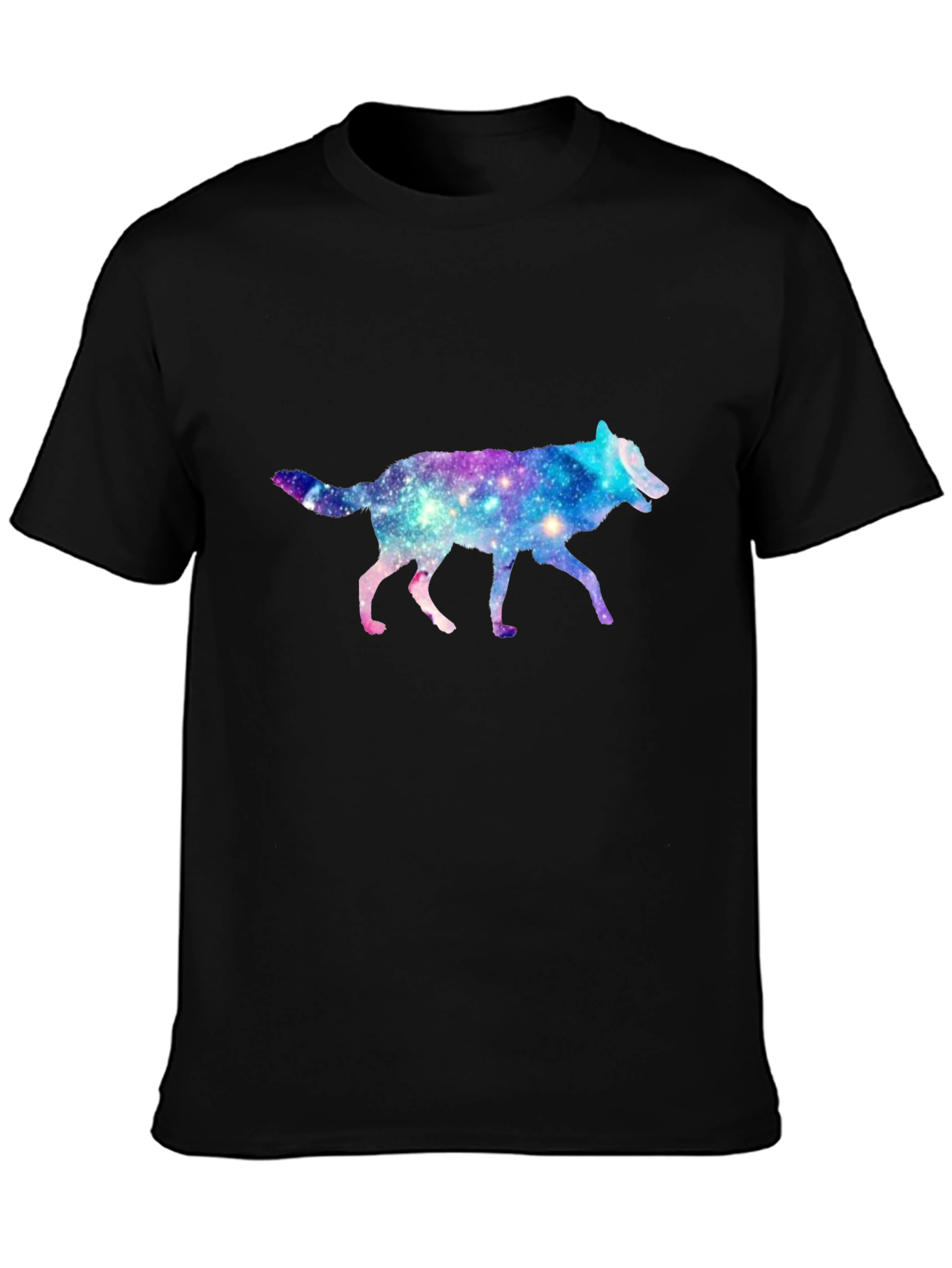 Galaxy Wolf Black T-Shirt - Trendy Animal Tee