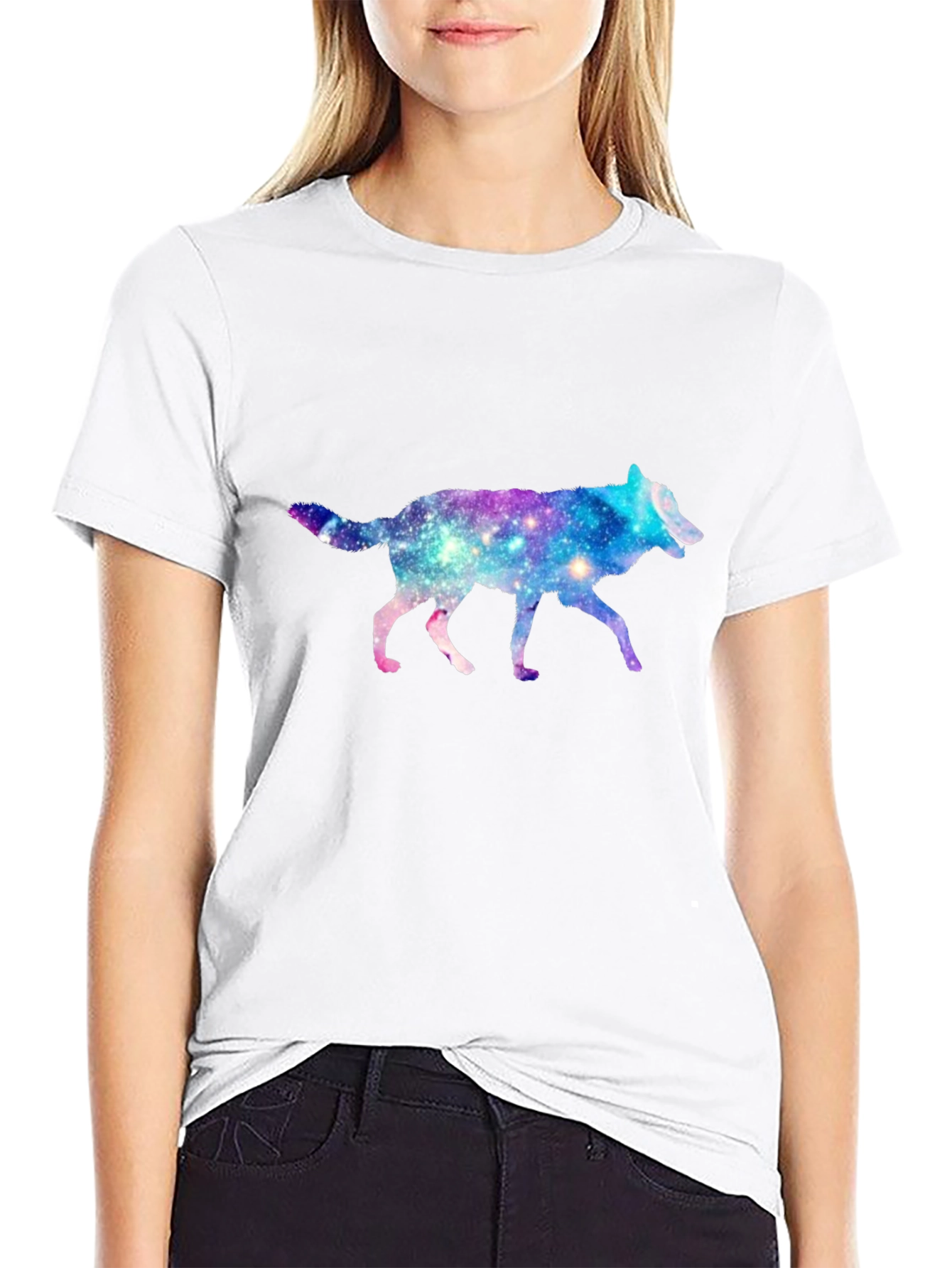 Galaxy Wolf Black T-Shirt - Trendy Animal Tee
